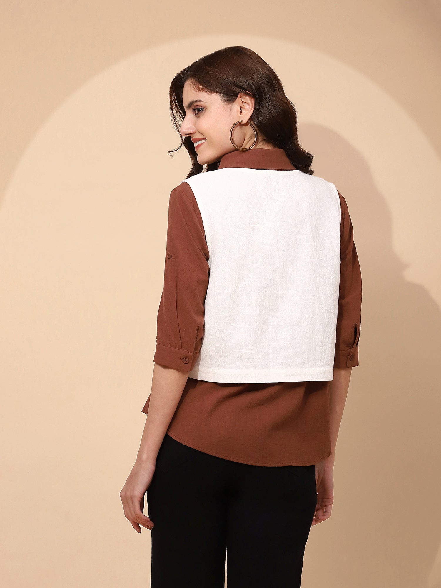 White Embroidered Cotton Waist Coat - Global Republic