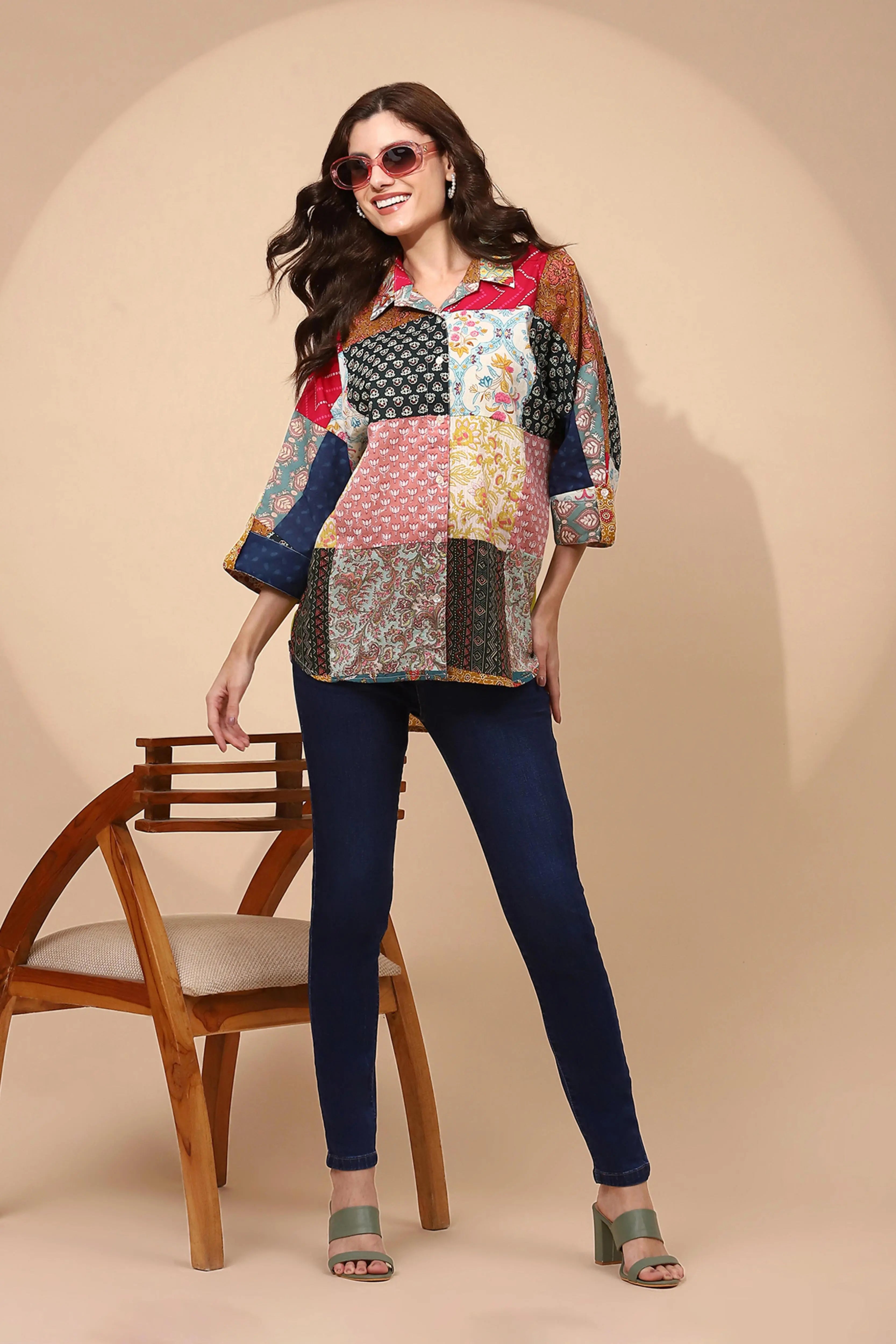 Multicolor Cotton Regular Fit Shirt - Global Republic