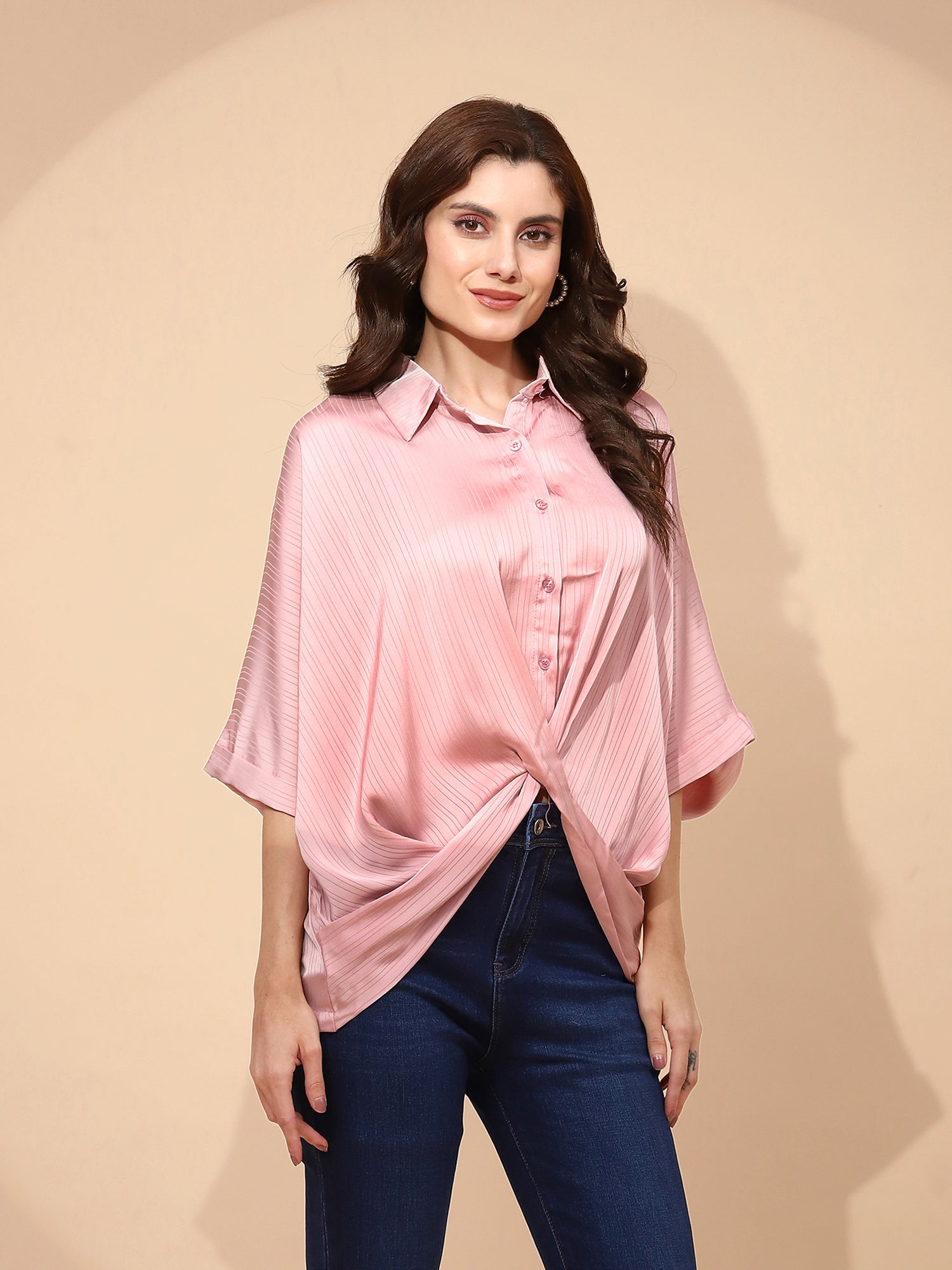 Pink Polyester Blend Loose Top