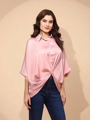 Pink Polyester Blend Loose Top