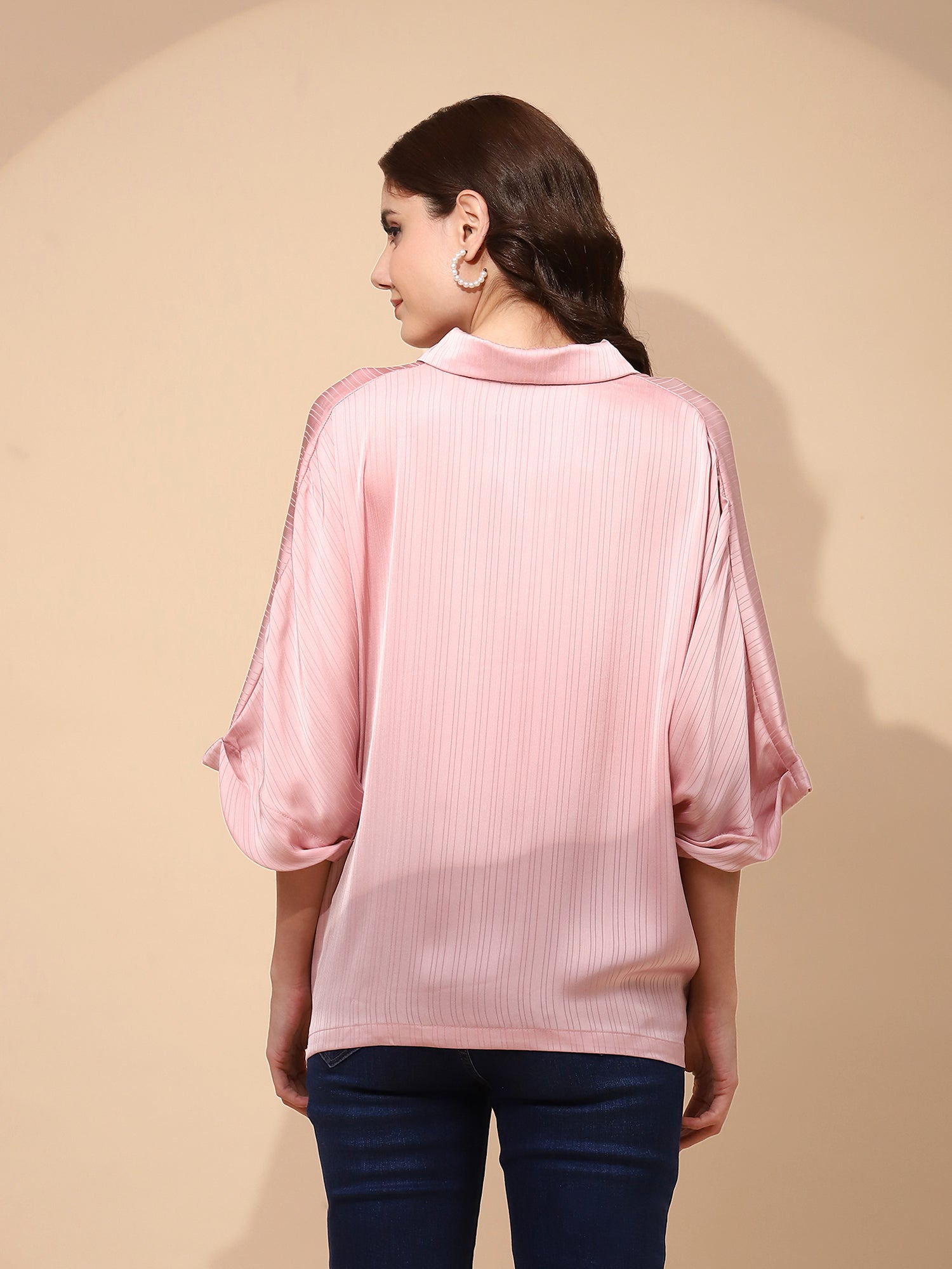Pink Polyester Blend Loose Top