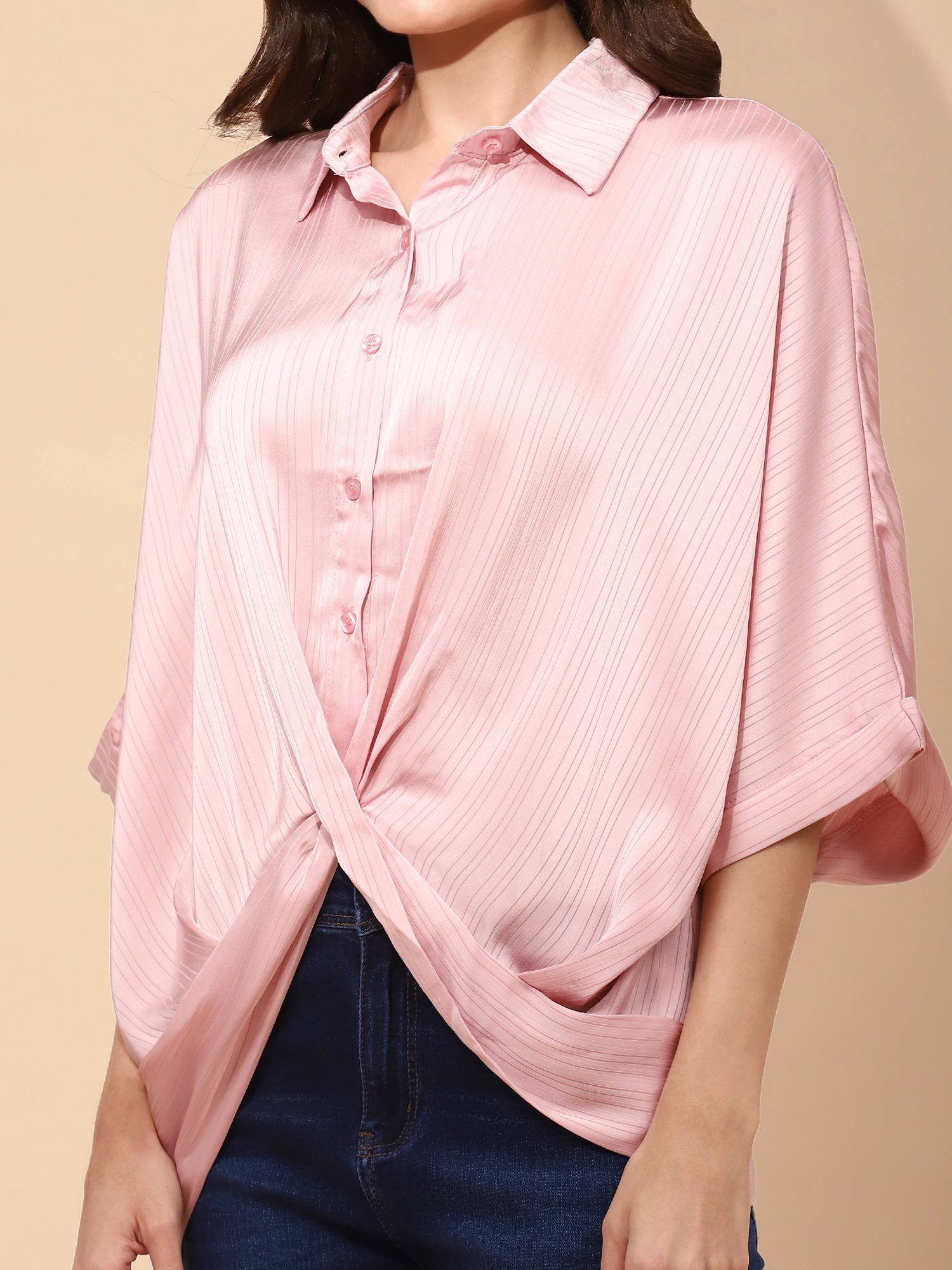 Pink Polyester Blend Loose Top