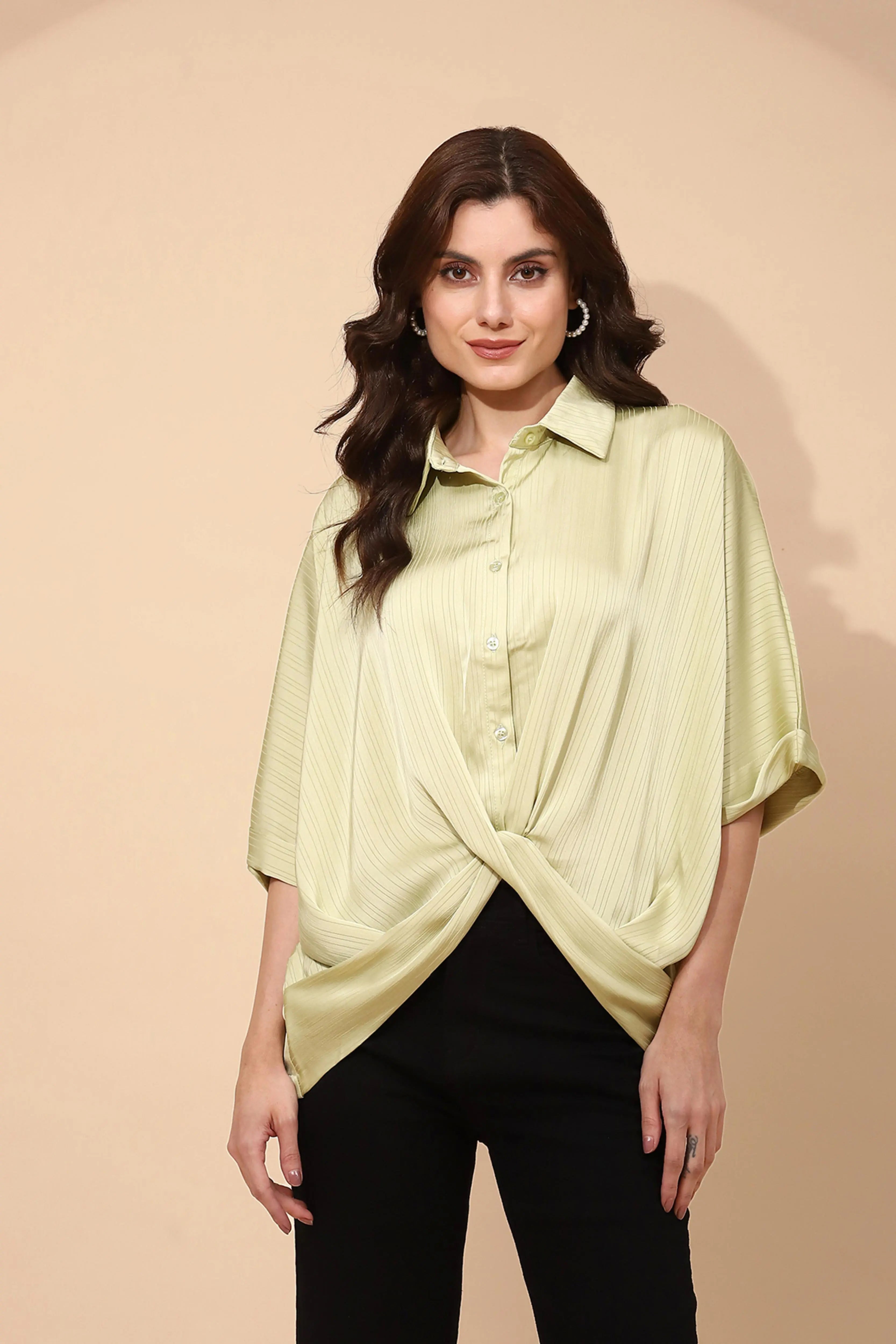 Green  Loose Blouson Top - Global Republic