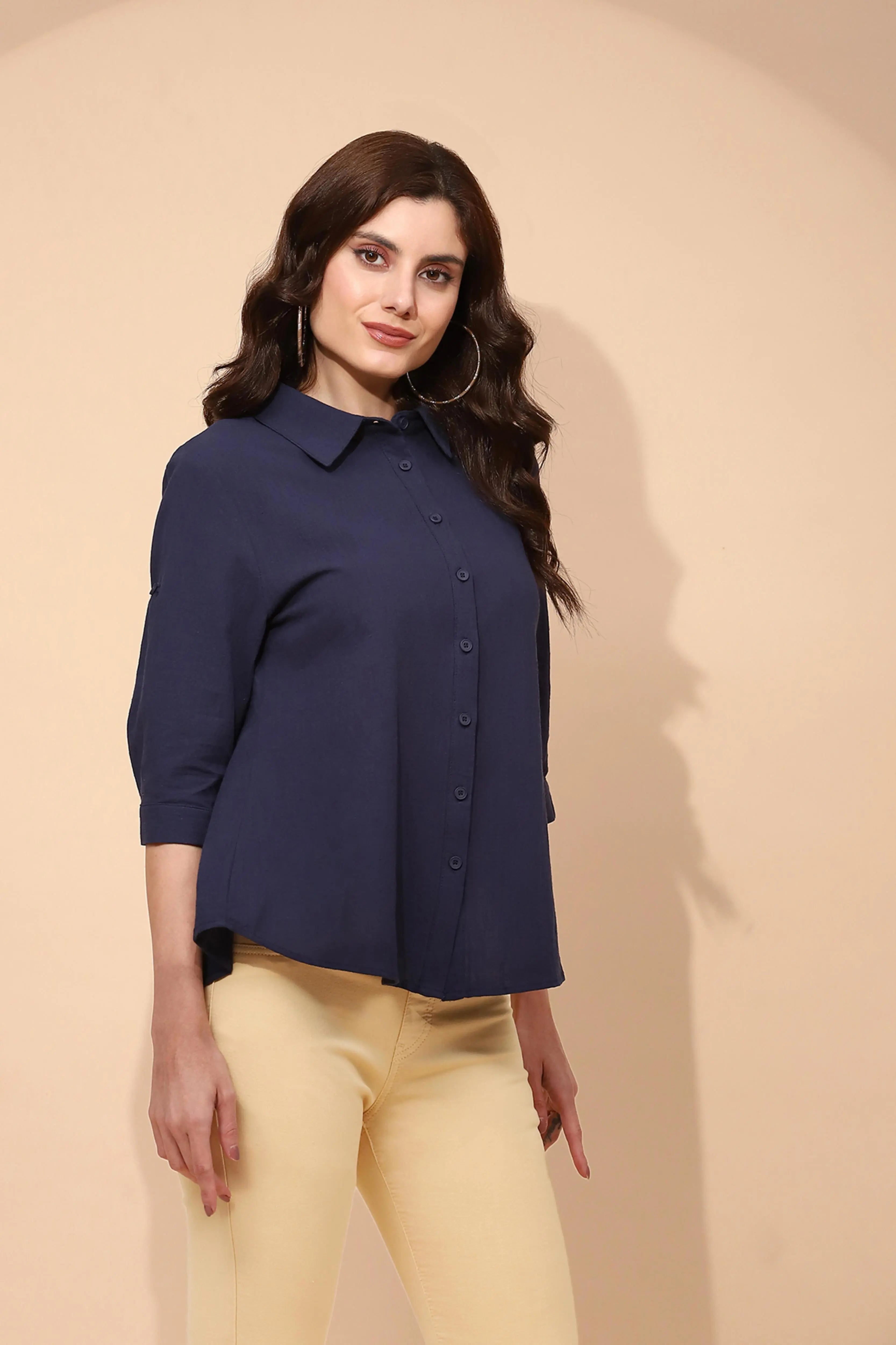 Navy Blue Cotton Formal Shirt - Global Republic