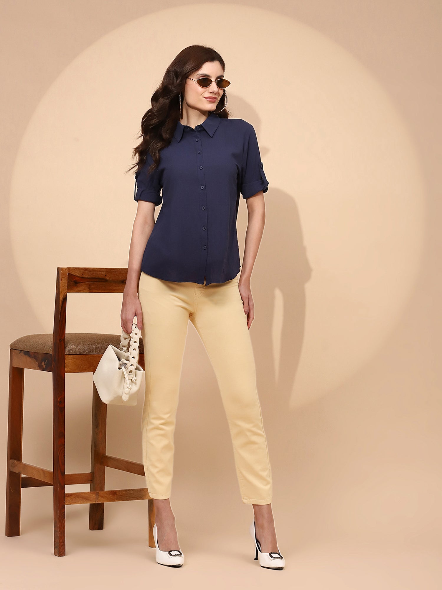 Navy Blue Cotton Formal Shirt
