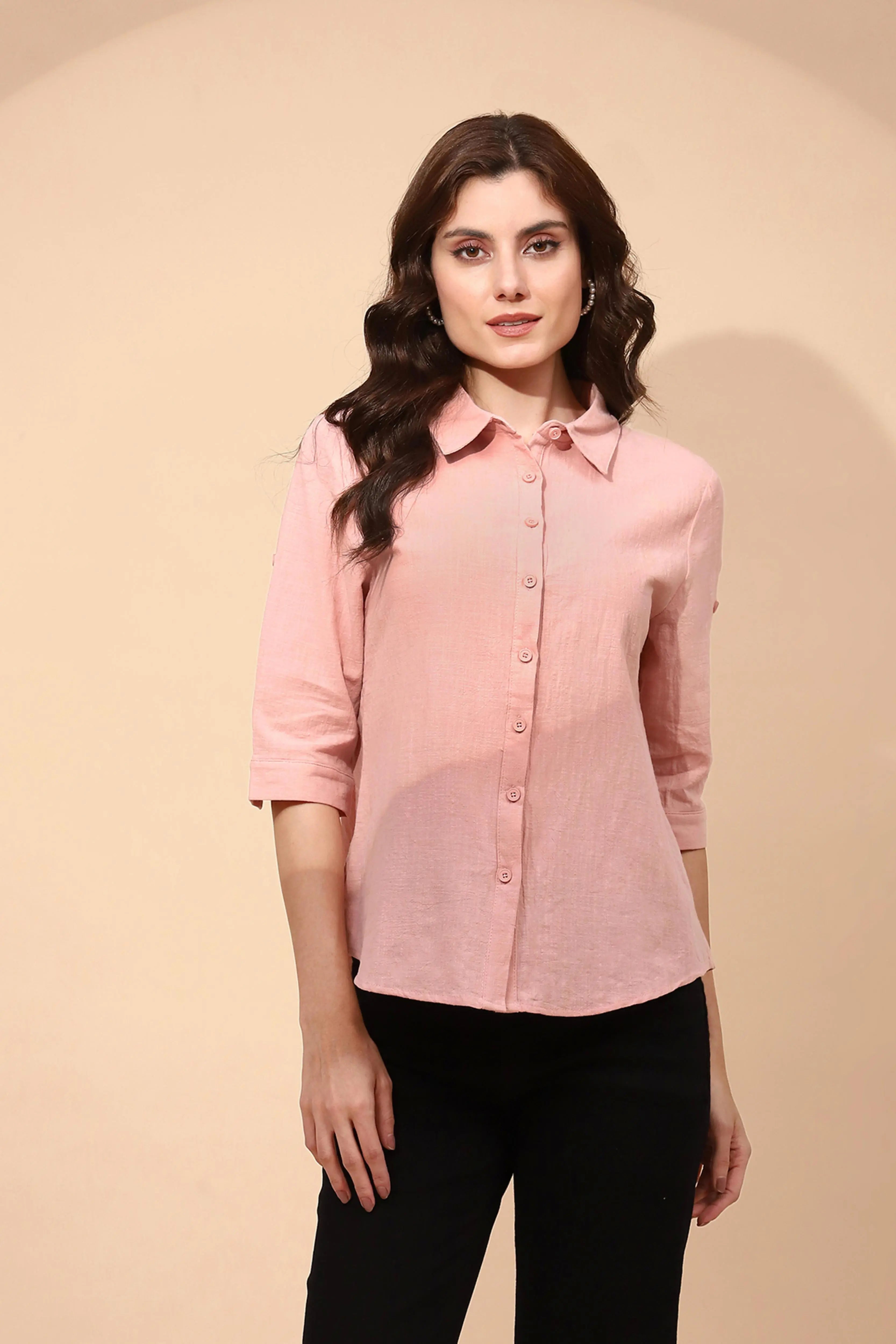 Pink Cotton Formal Shirt - Global Republic