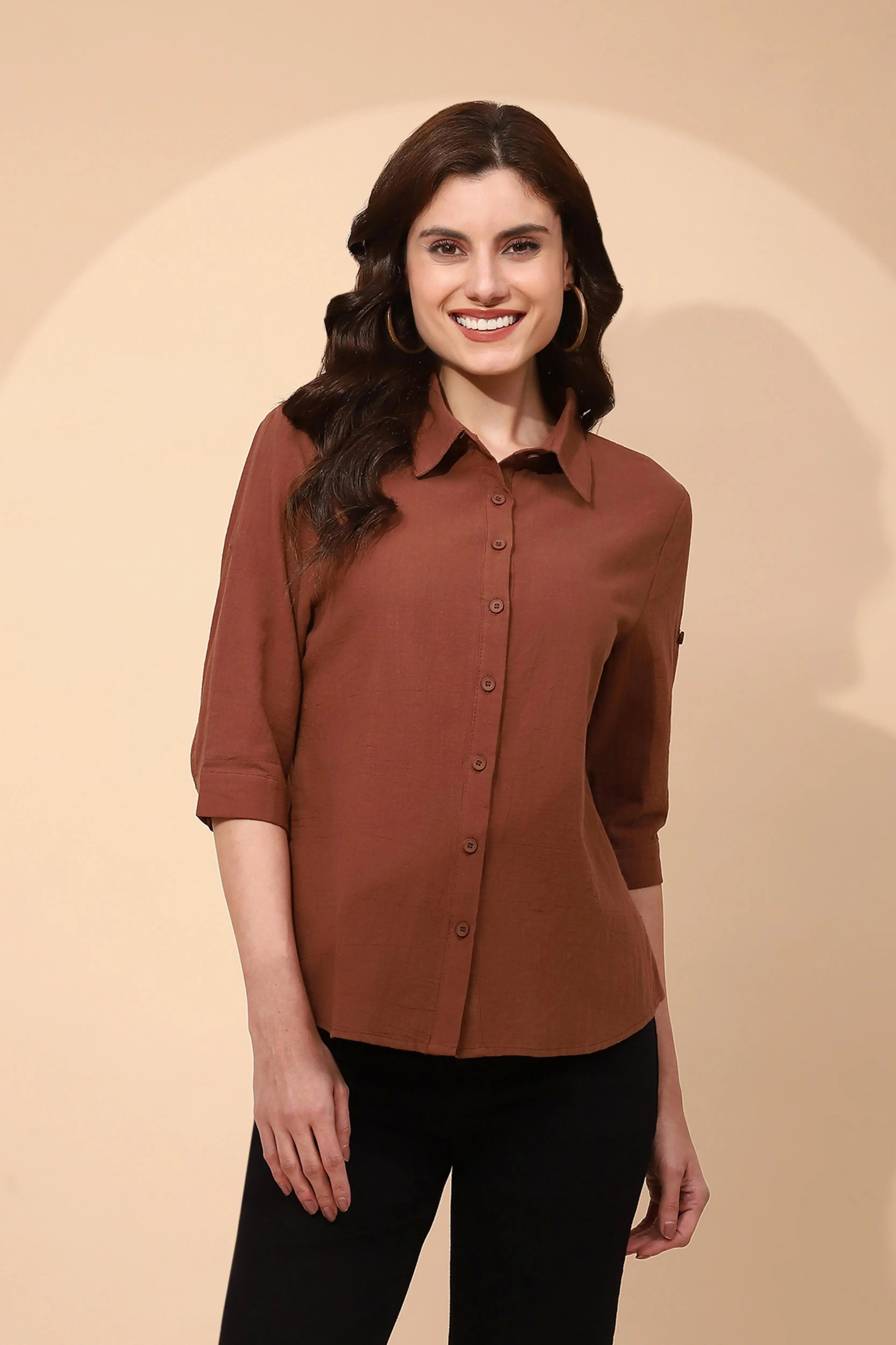 Mocha Cotton Formal Shirt - Global Republic