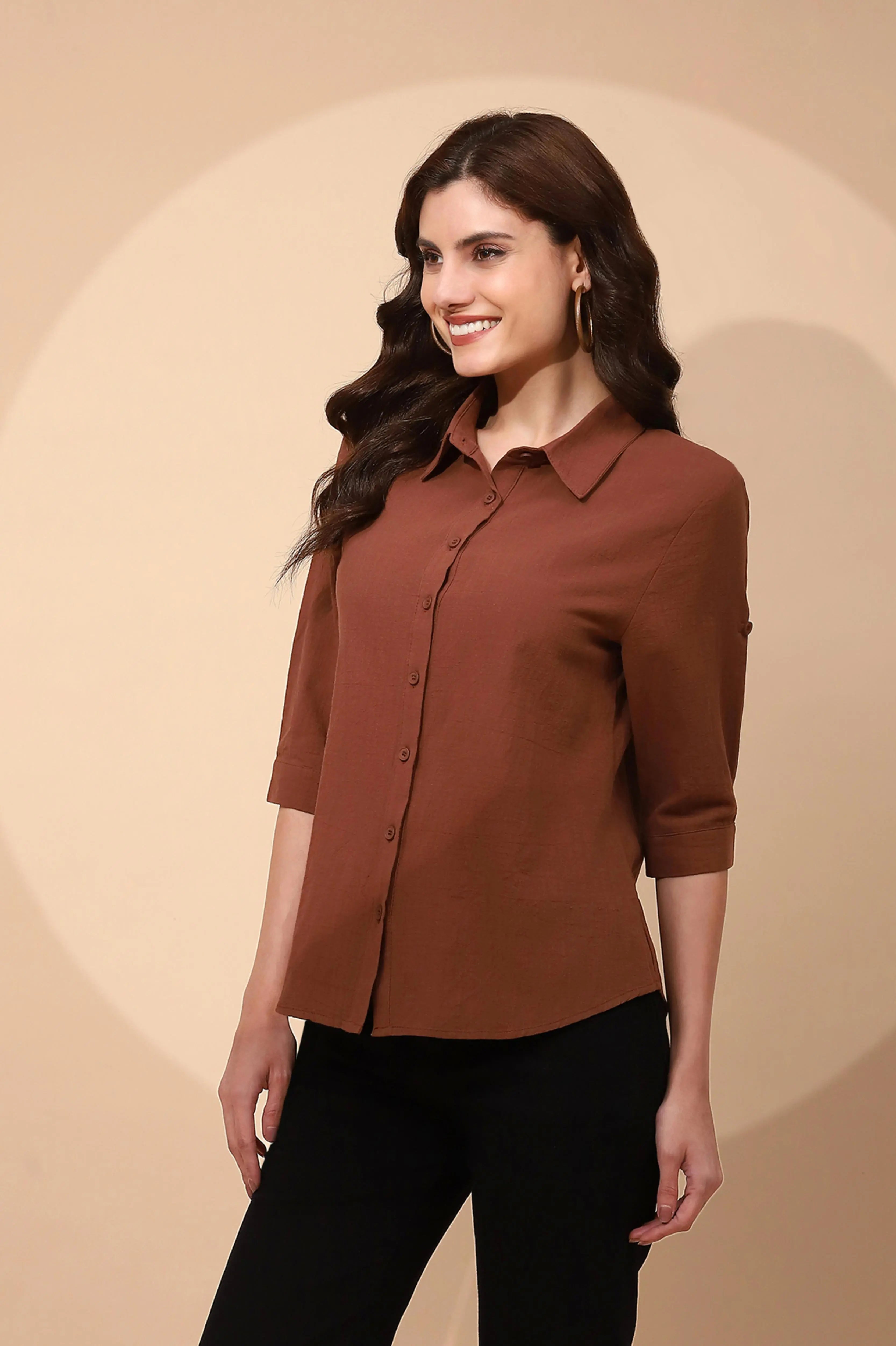 Mocha Cotton Formal Shirt - Global Republic