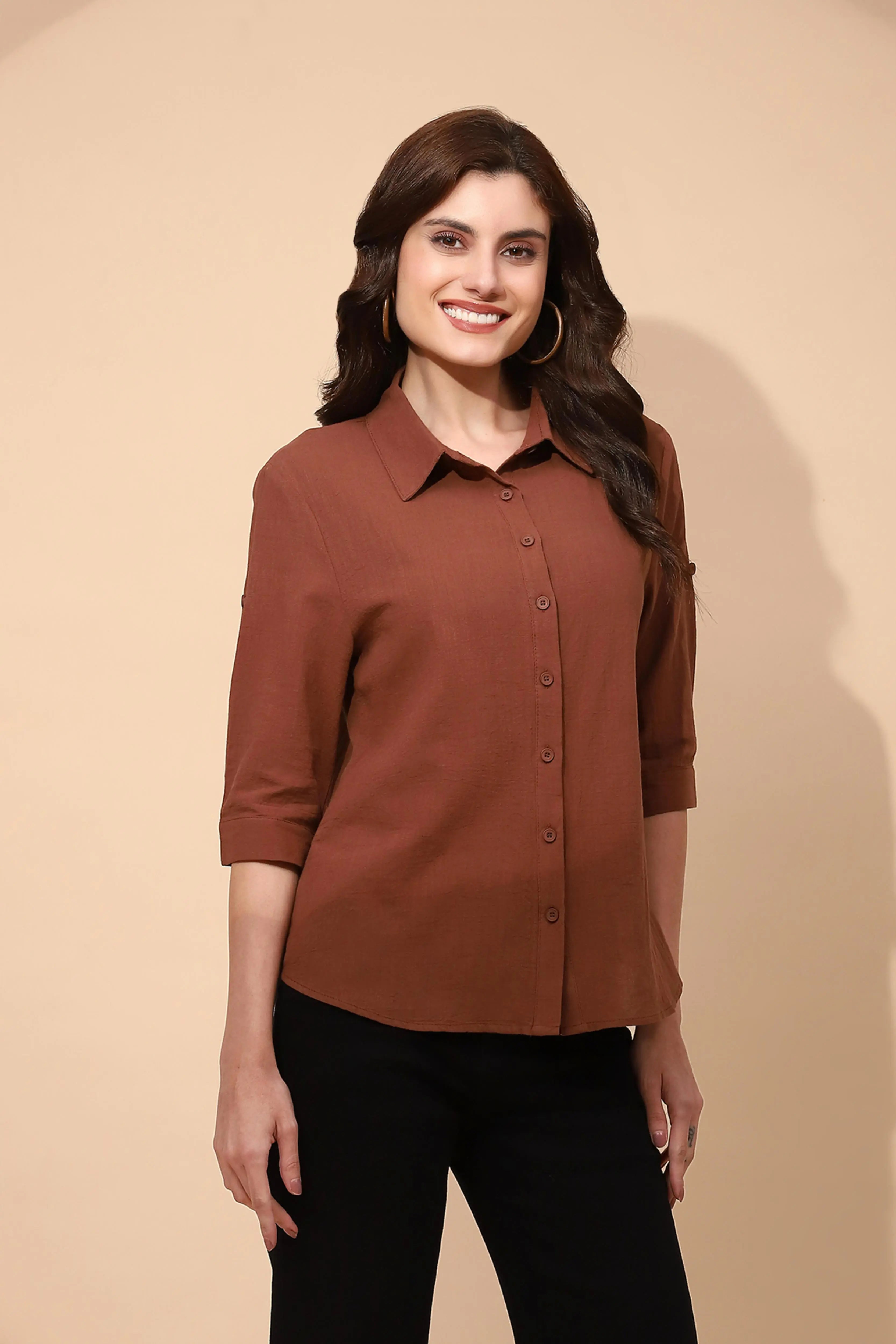 Mocha Cotton Formal Shirt - Global Republic