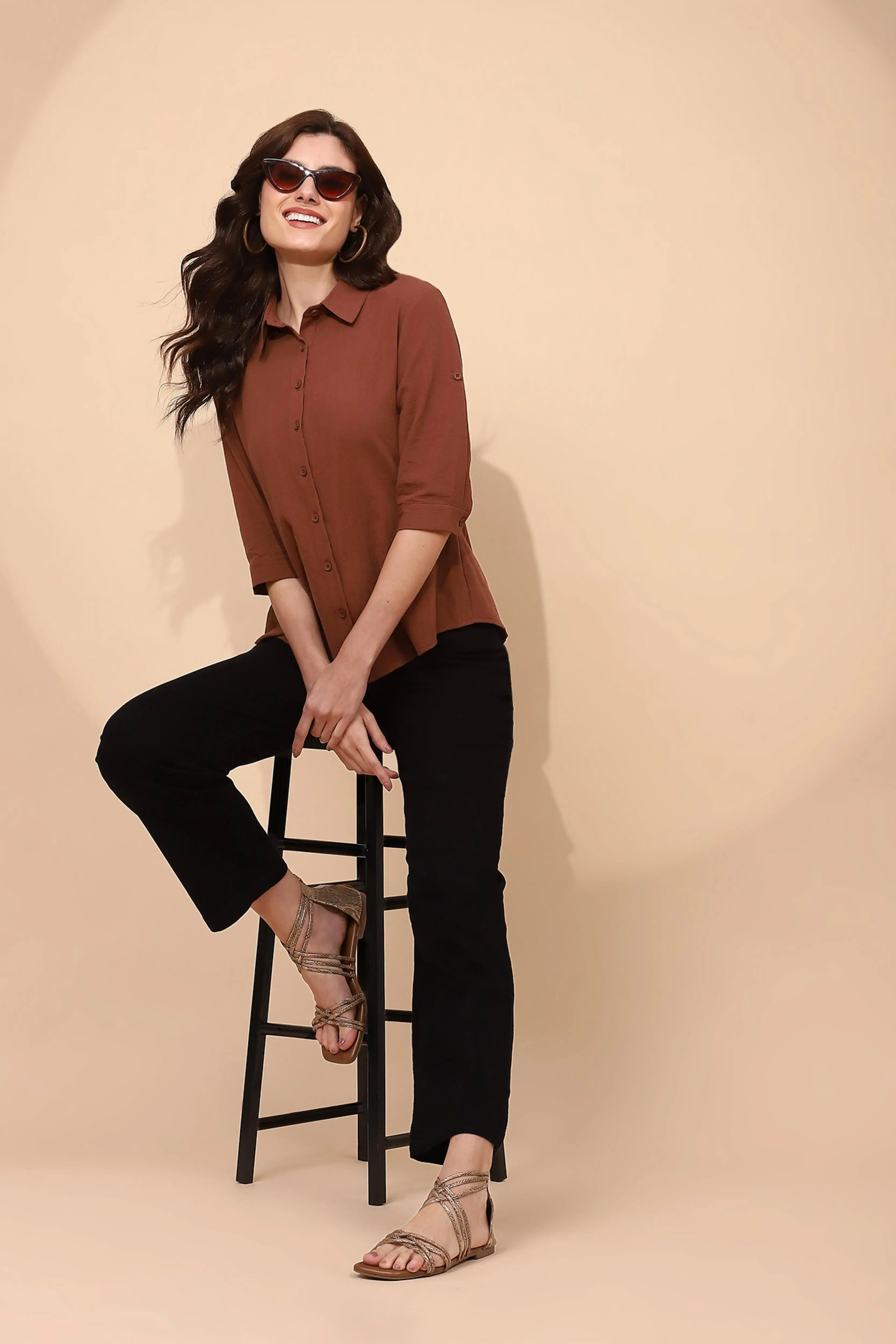 Mocha Cotton Formal Shirt - Global Republic