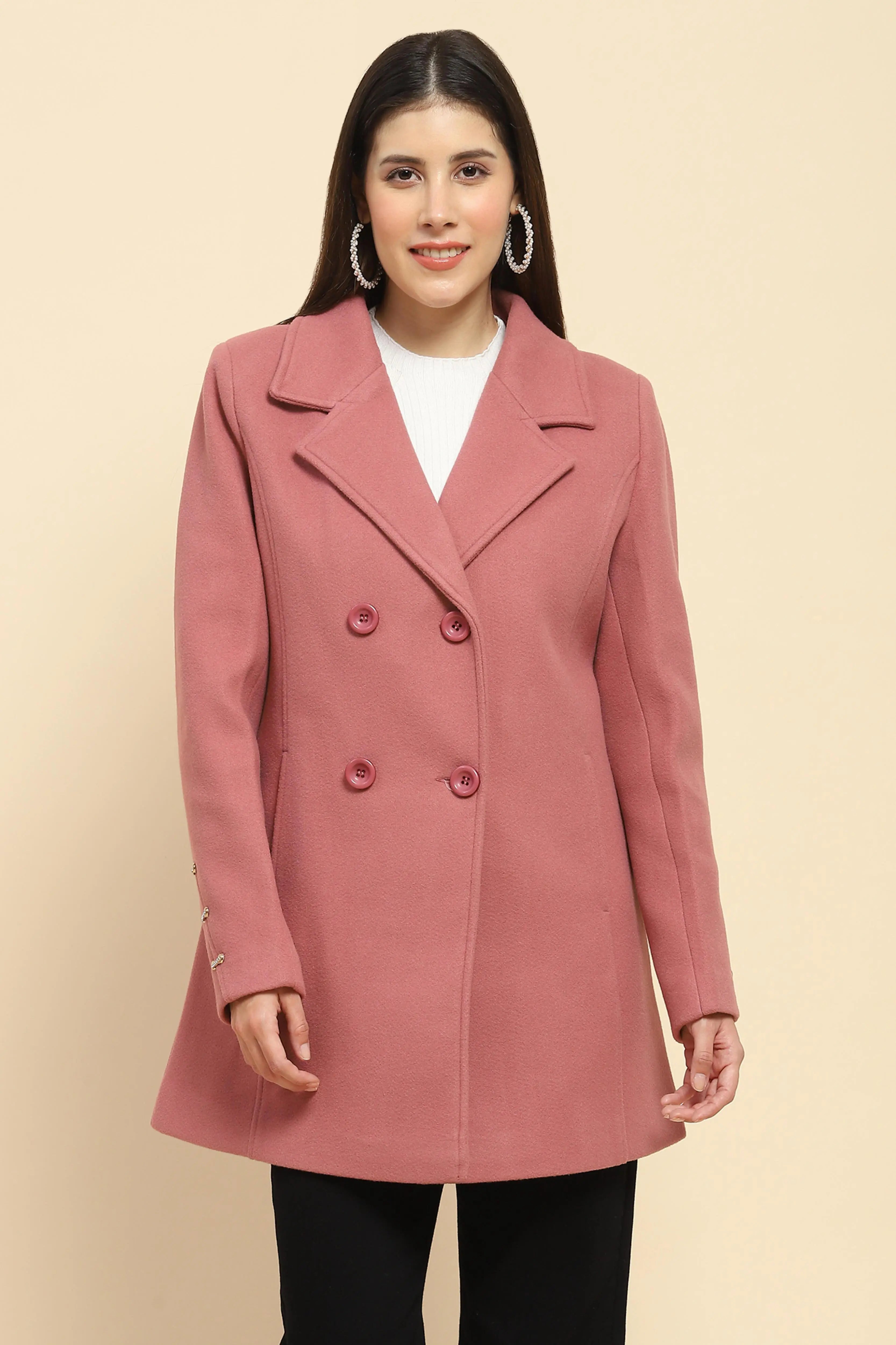 Pink  Long Coat For Winter - Global Republic