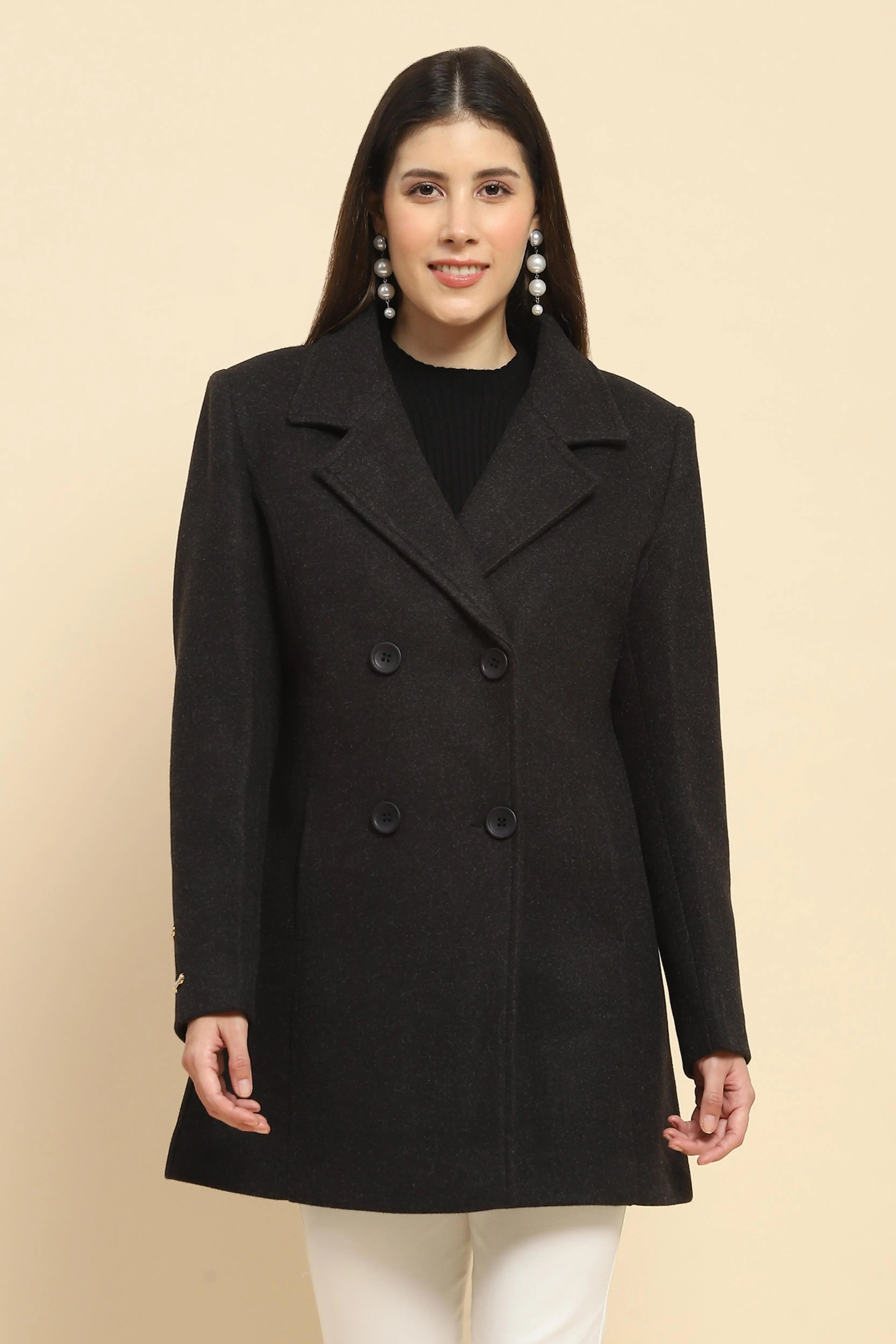 Black  Winter Long Coat - Global Republic
