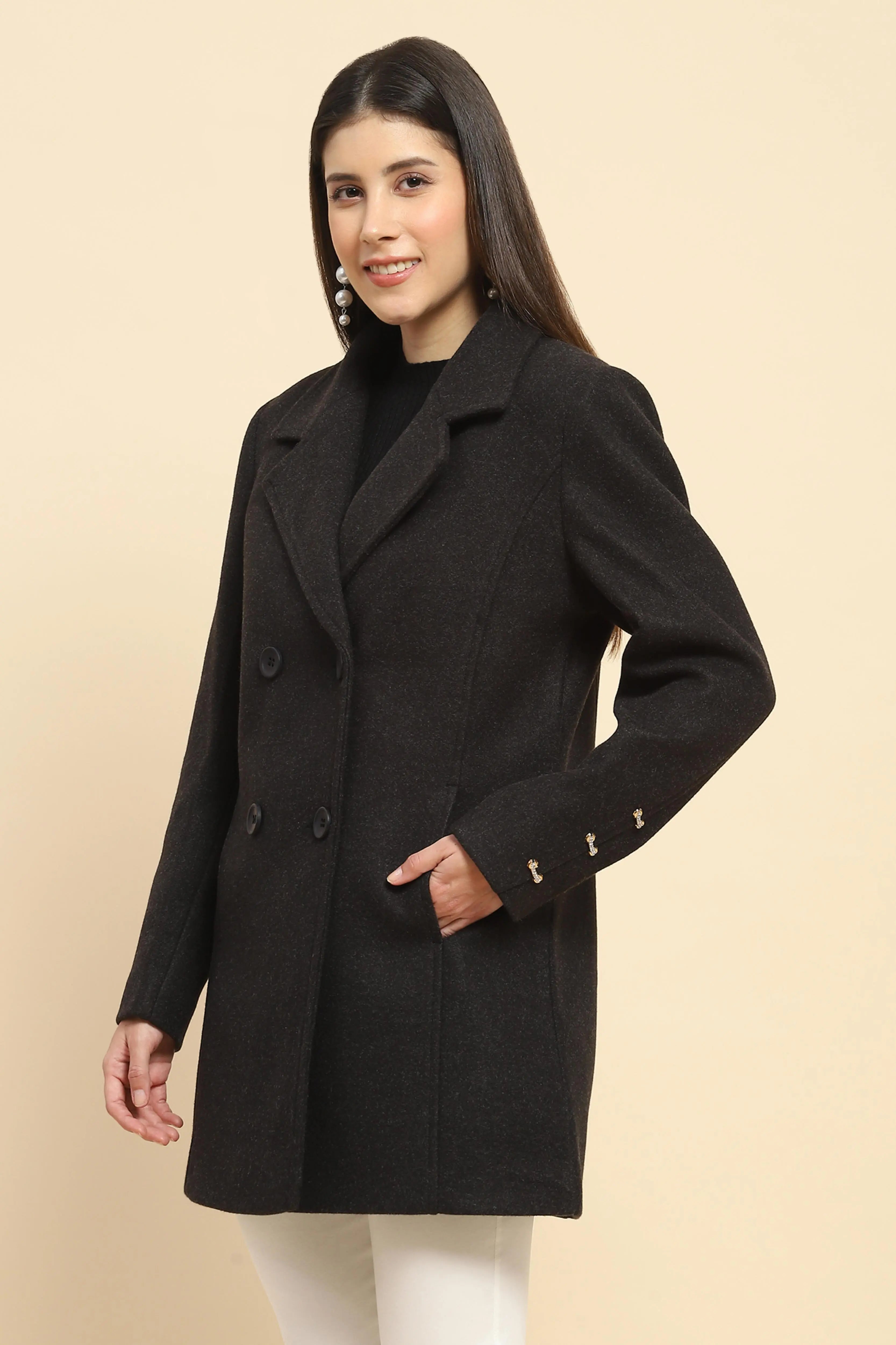 Black  Winter Long Coat - Global Republic