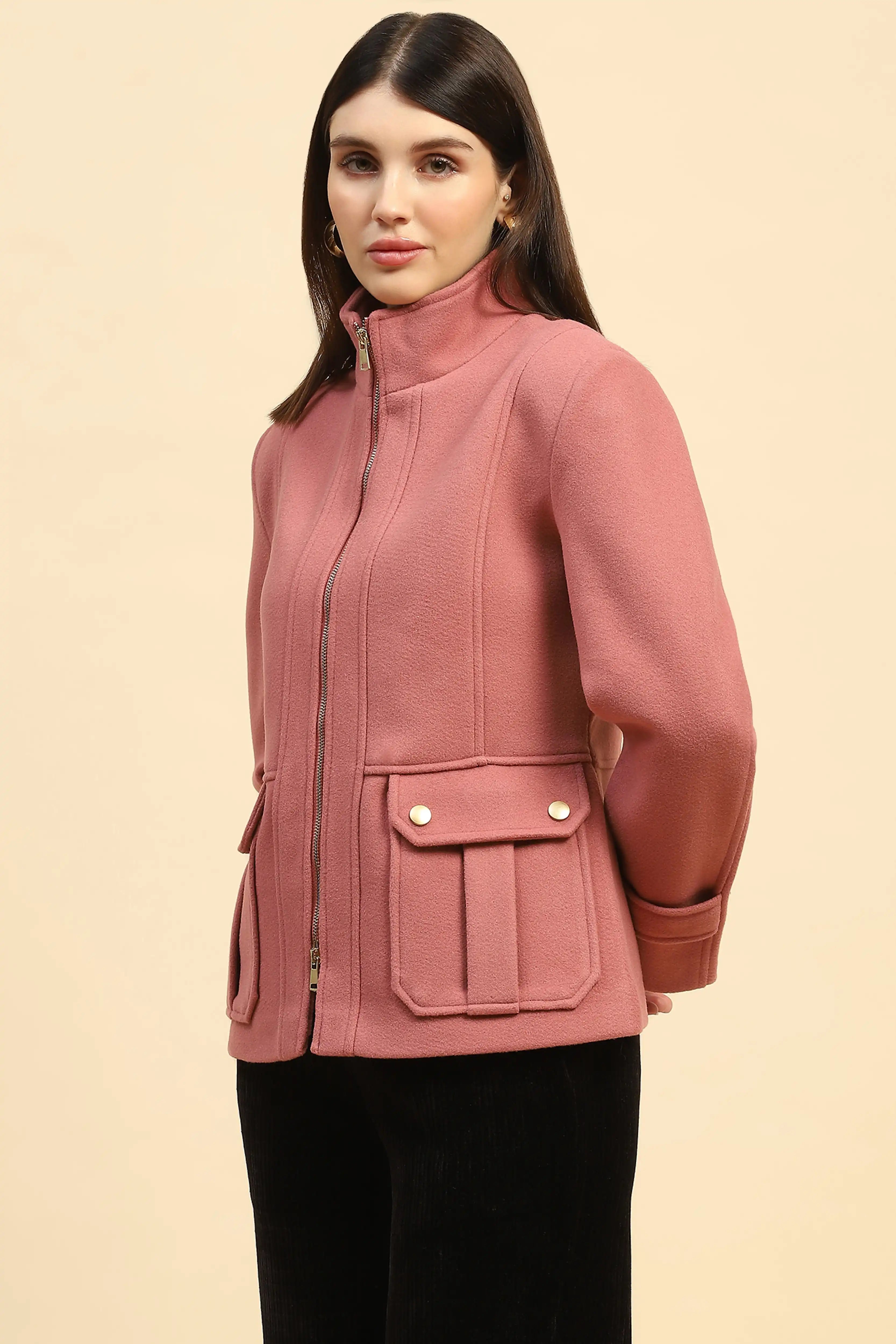 Pink Solid Jacket