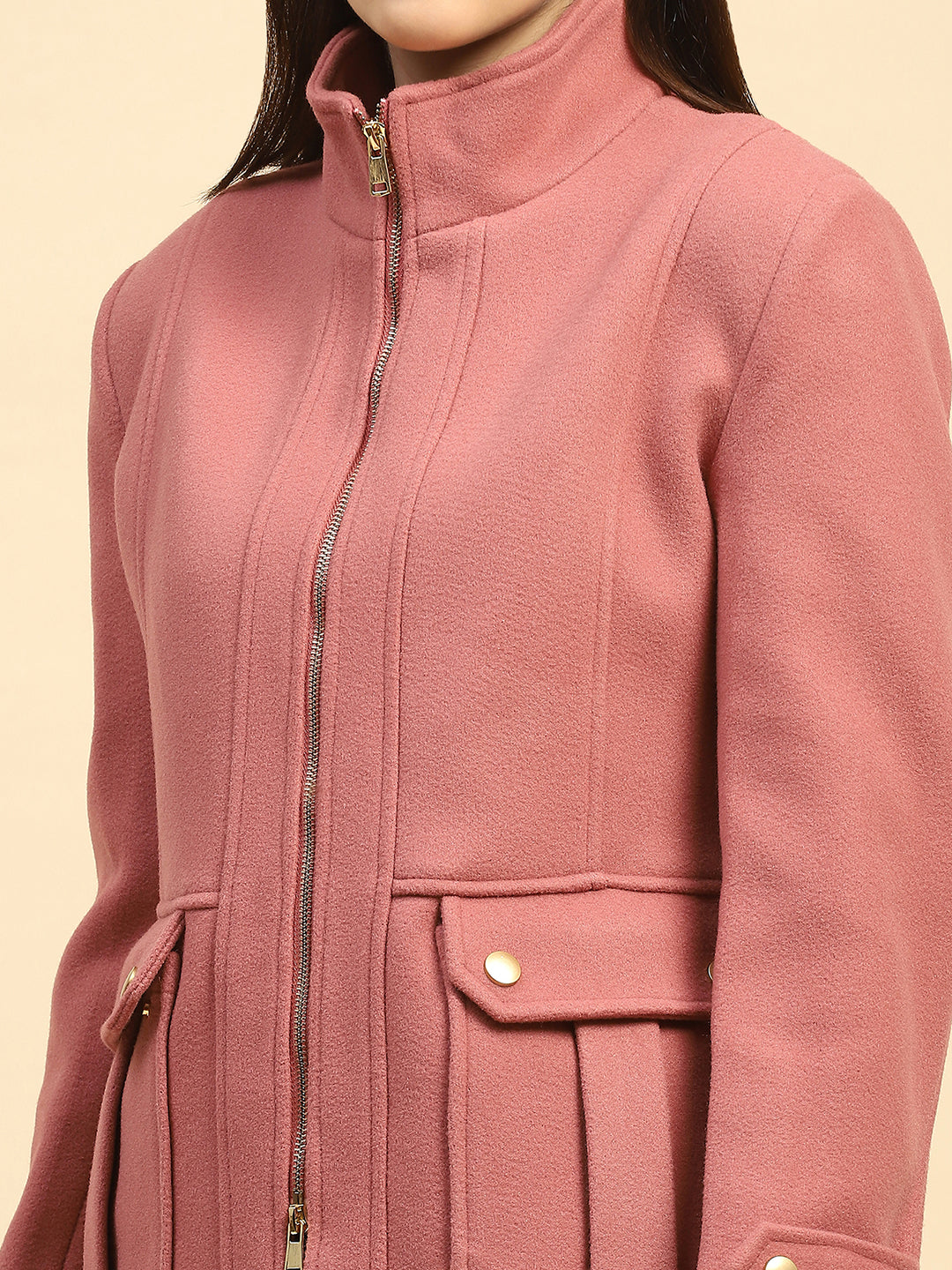 Pink Solid  Jacket - Global Republic