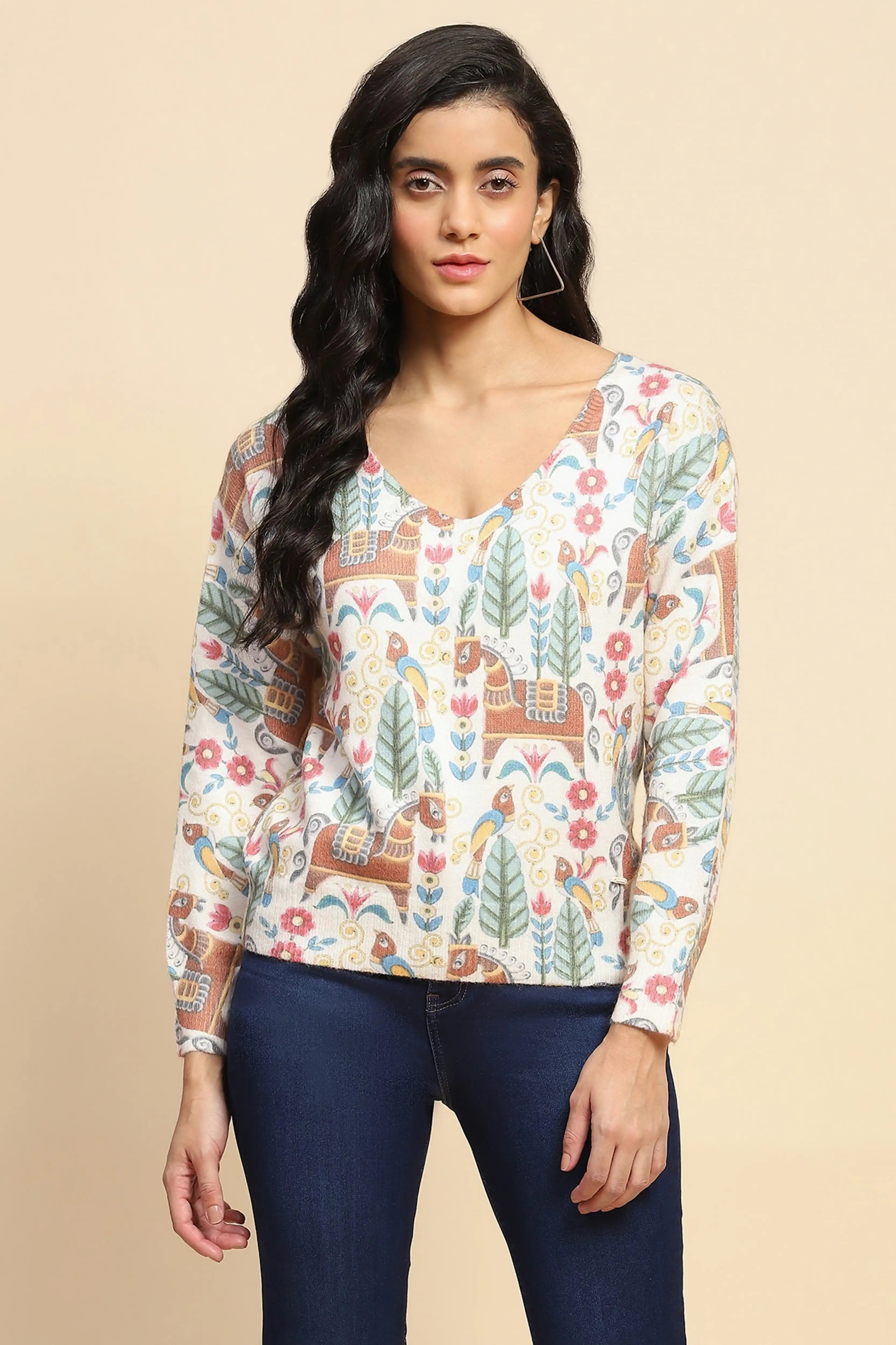Multi Printed Woolen Sweater