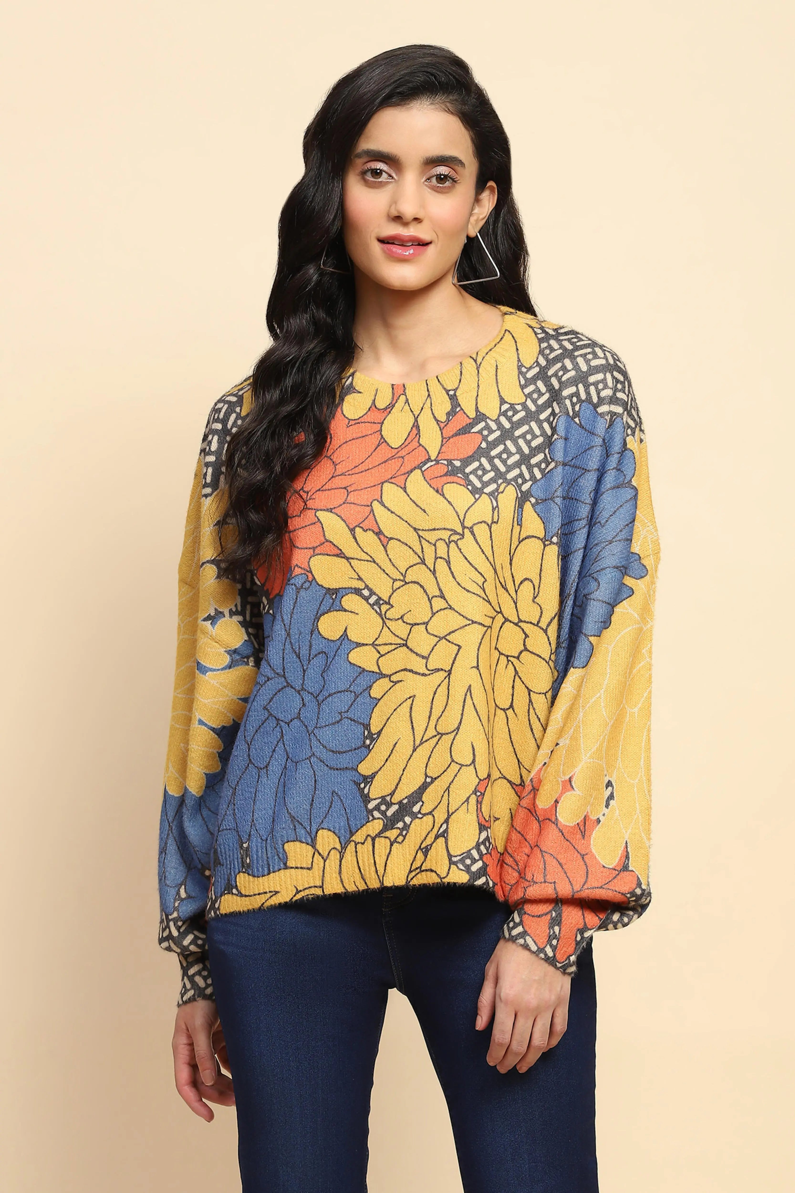 Multicolor Acrylic Loose Winter Pullover - Global Republic