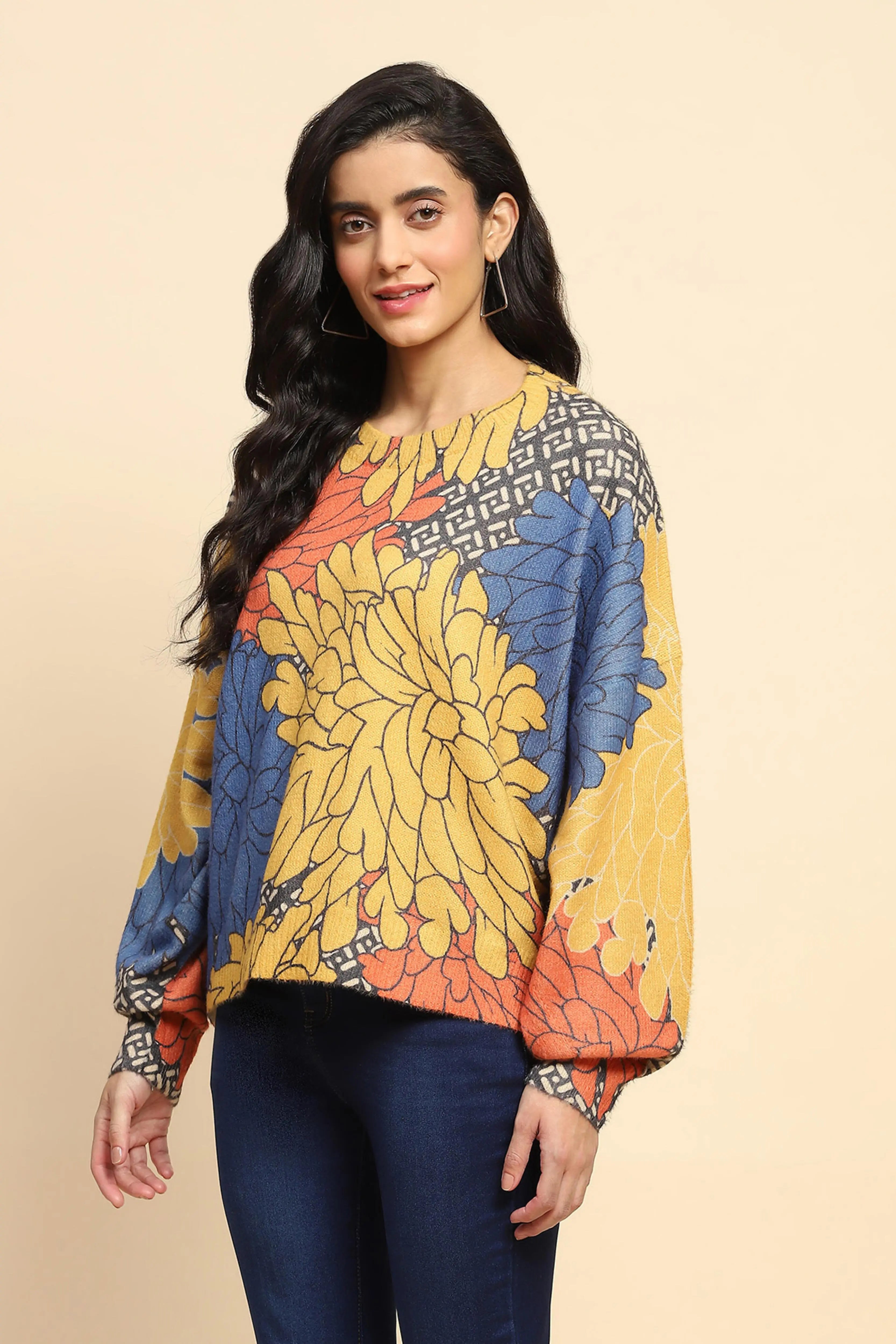 Multicolor Acrylic Loose Winter Pullover - Global Republic