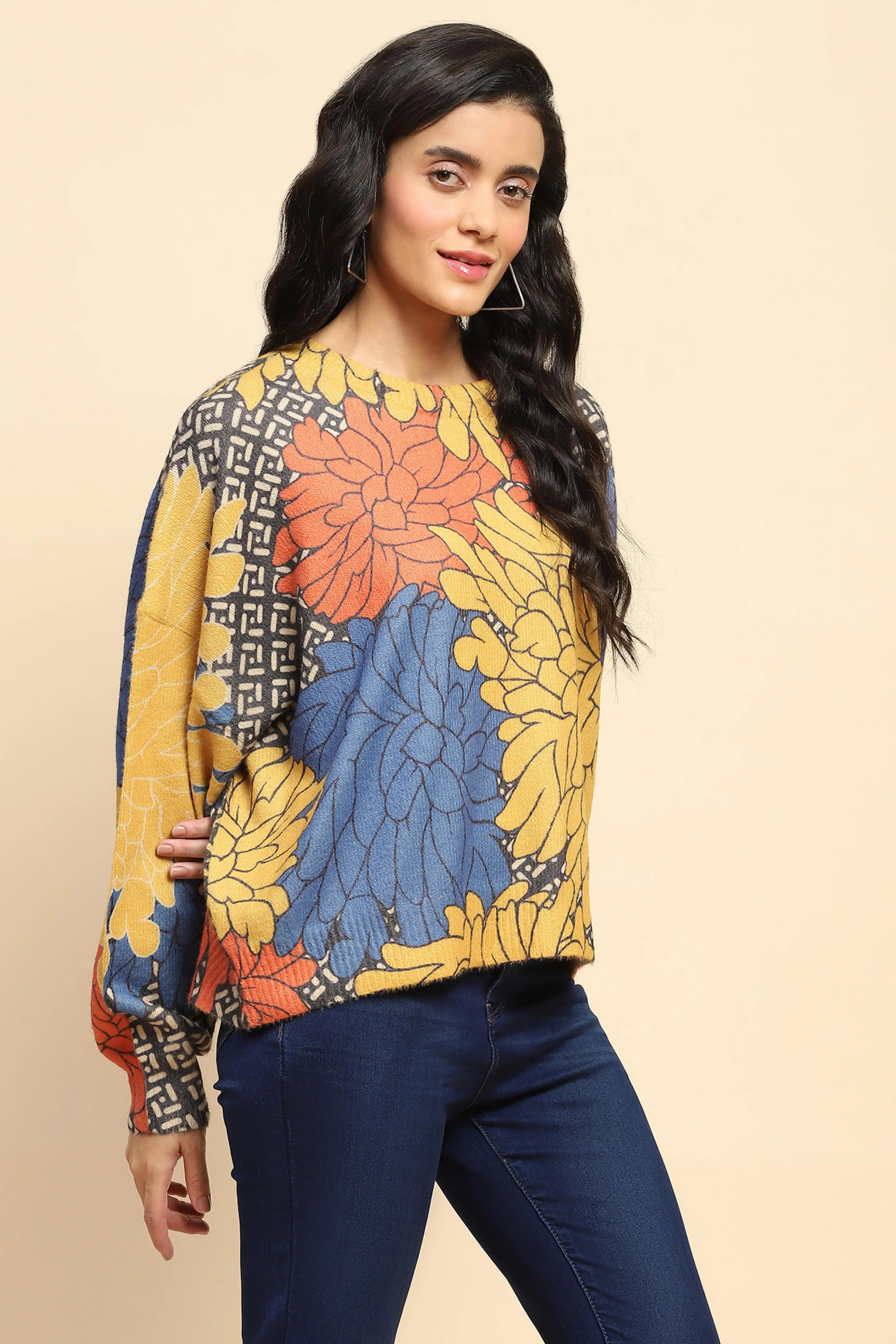 Multicolor Acrylic Loose Winter Pullover - Global Republic