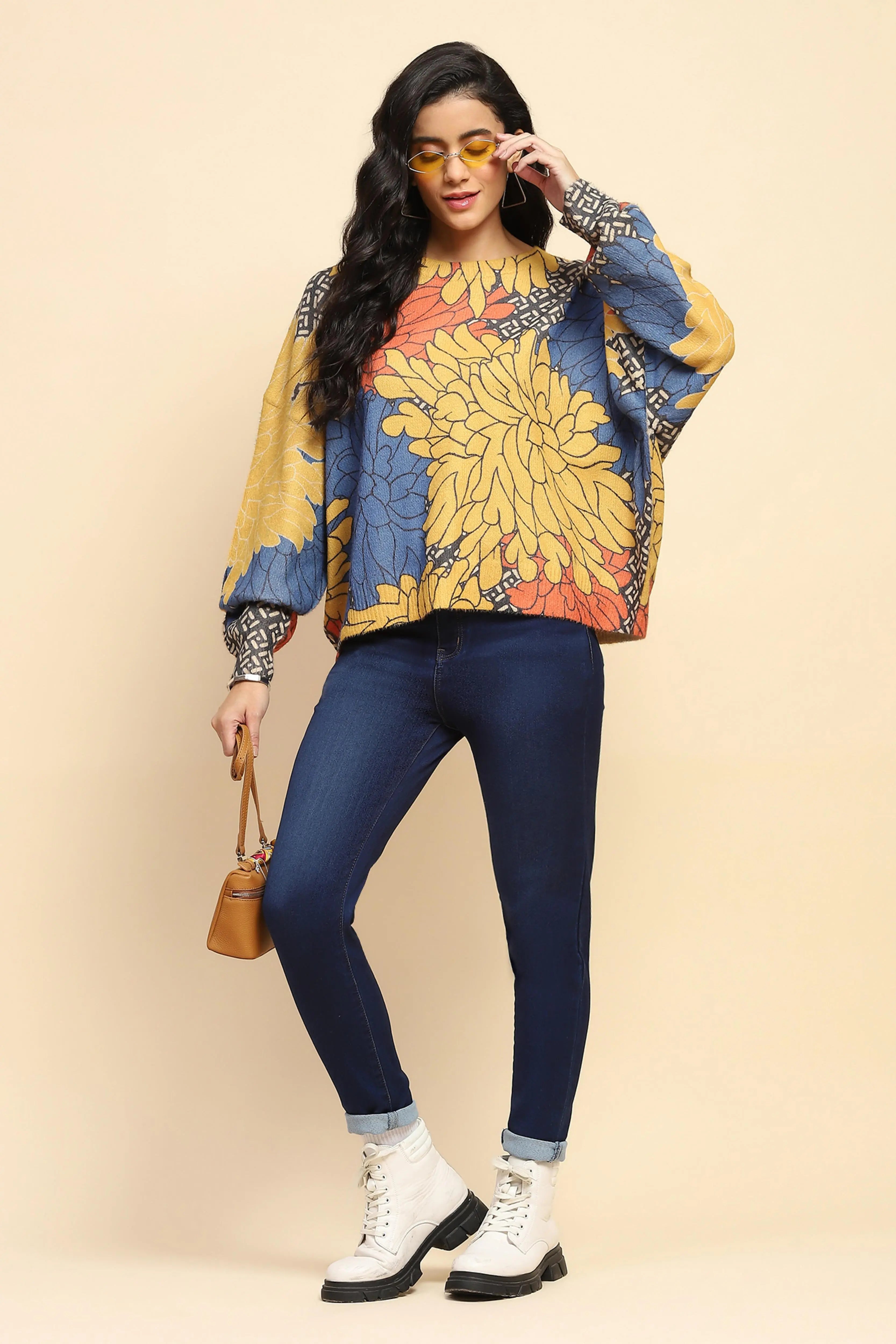 Multicolor Acrylic Loose Winter Pullover - Global Republic