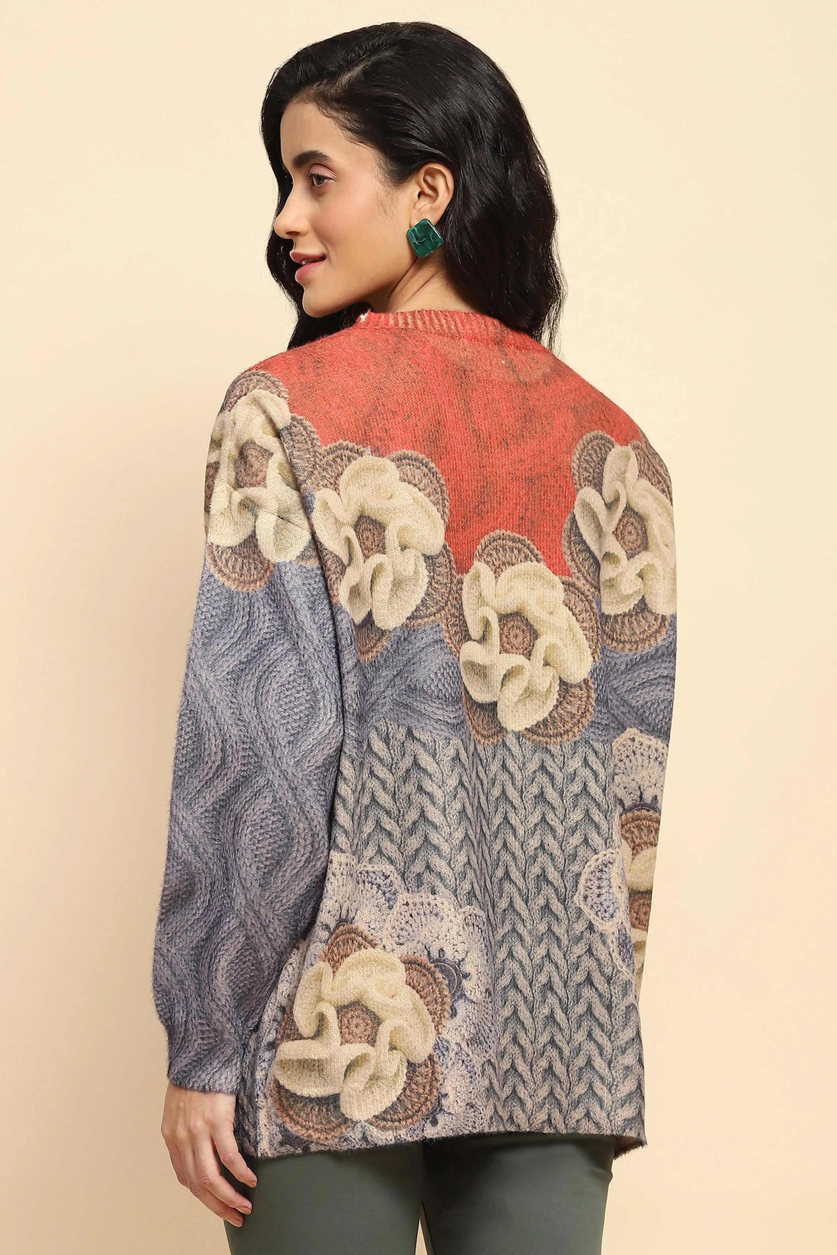 Blue  Relaxed Fit Pullover For Winter - Global Republic