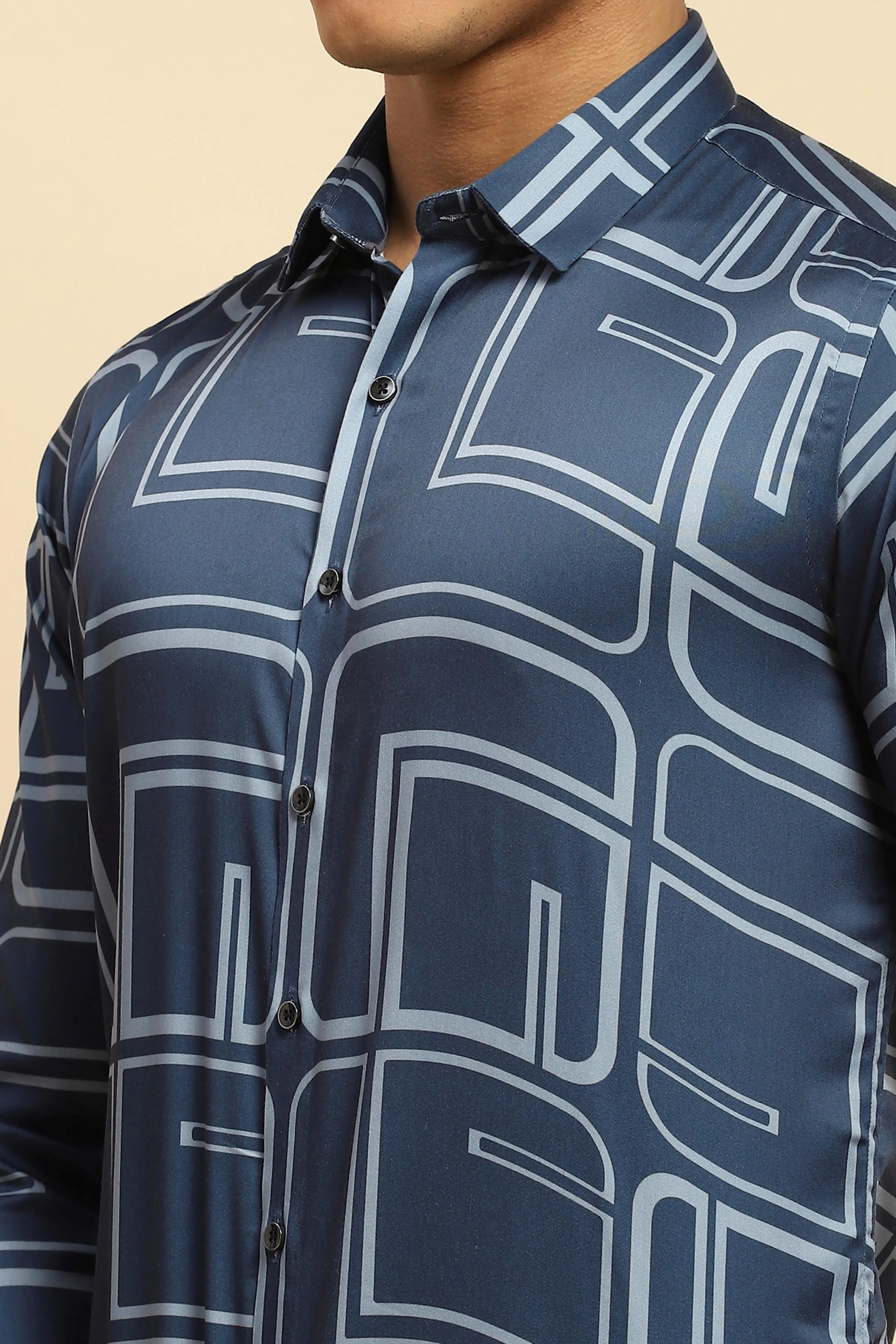 Blue Cotton Blend Tailored fit Shirt - Global Republic