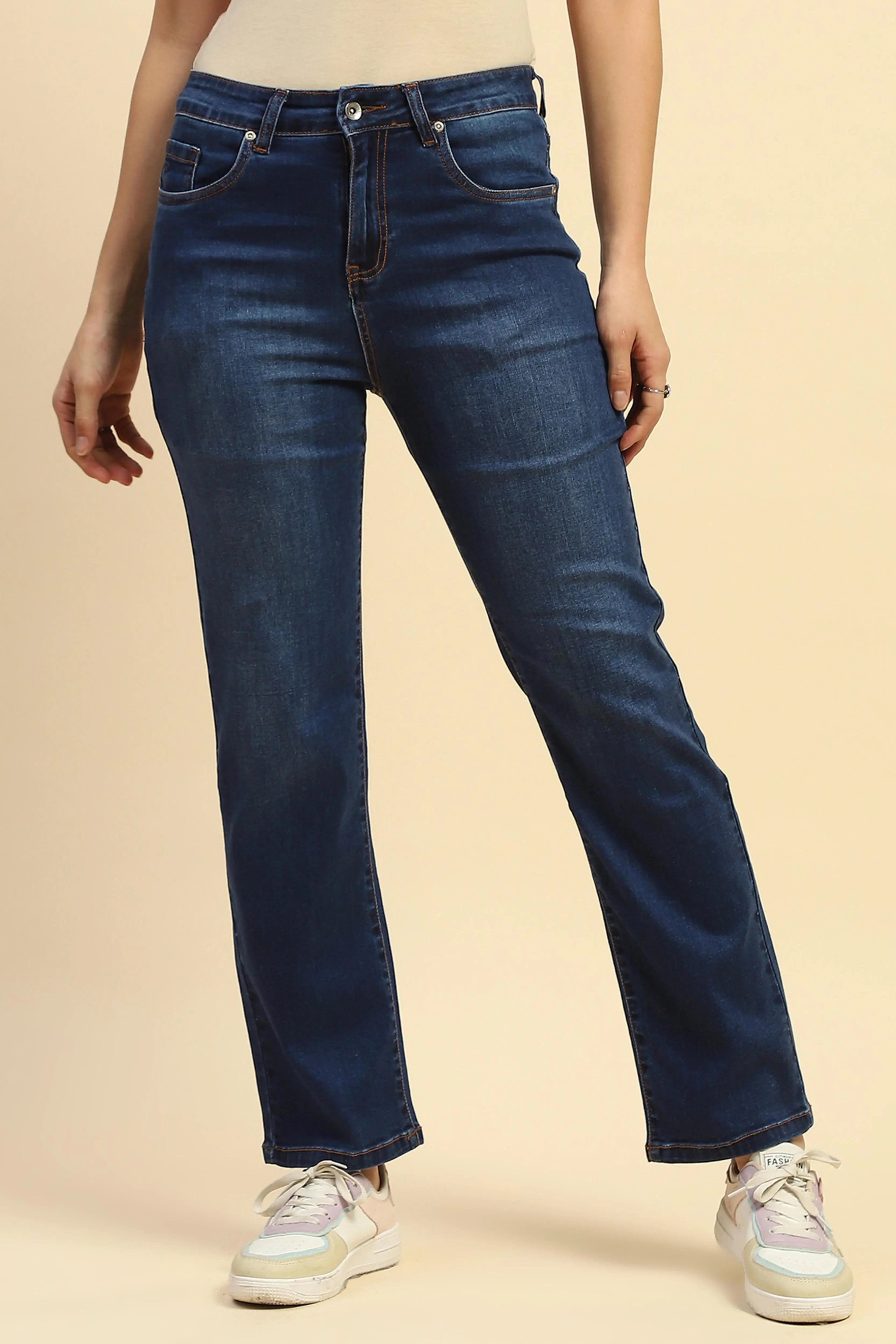 Dark Stone Cotton Blend Straight Fit Jean - Global Republic