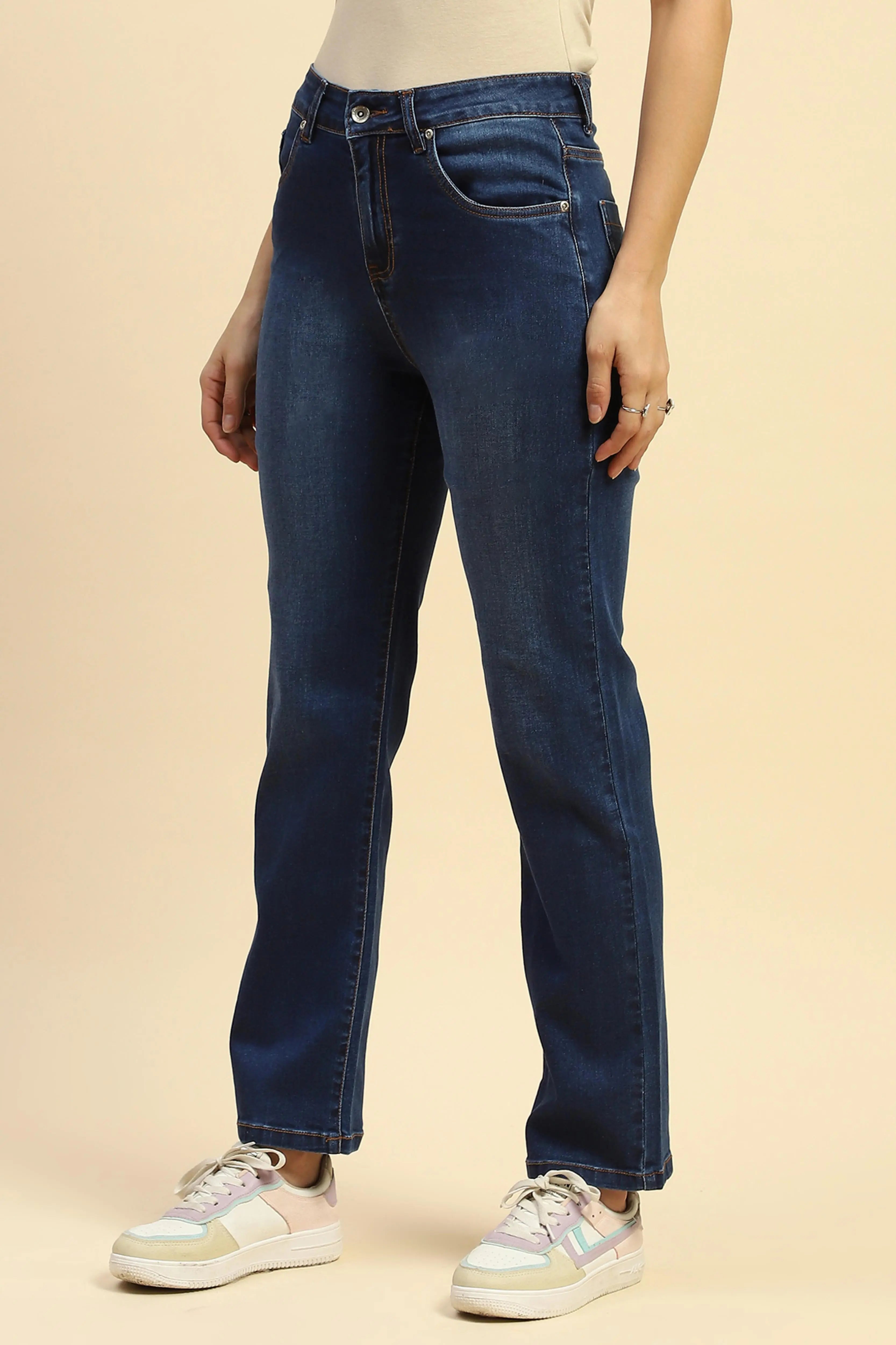 Dark Stone Cotton Blend Straight Fit Jean - Global Republic