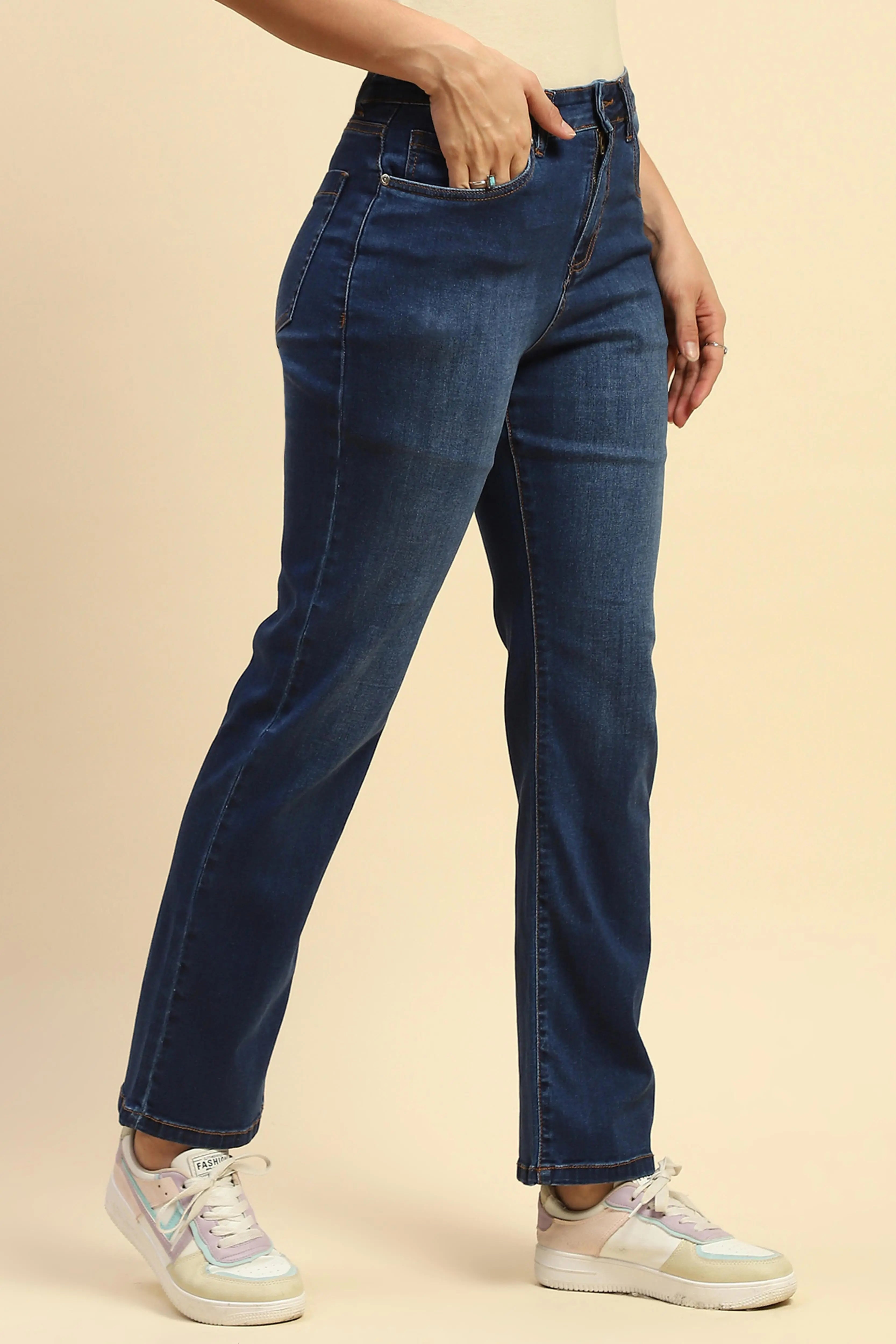 Dark Stone Cotton Blend Straight Fit Jean - Global Republic