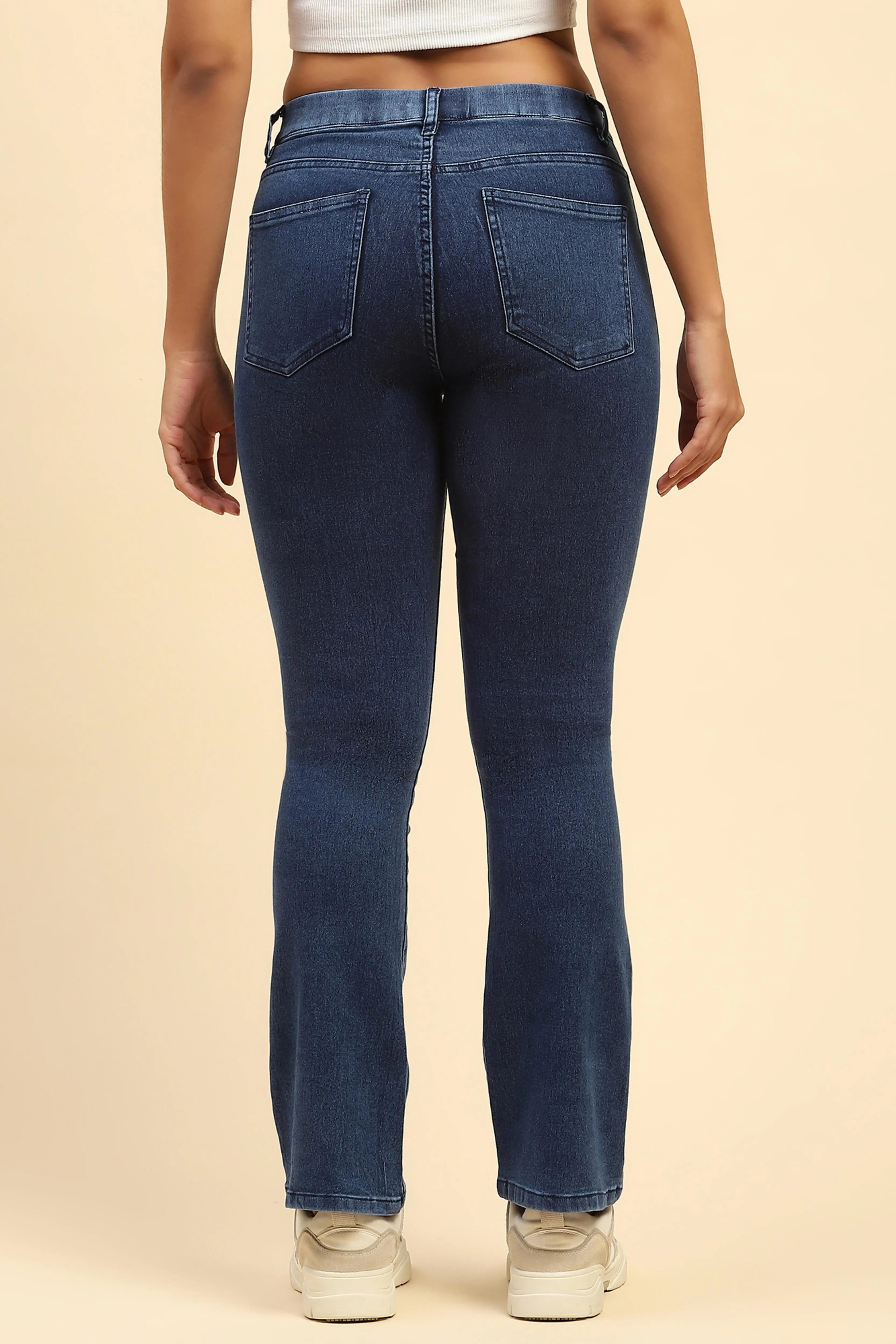 Dark Blue Cotton Blend  Bootcut Jegging - Global Republic