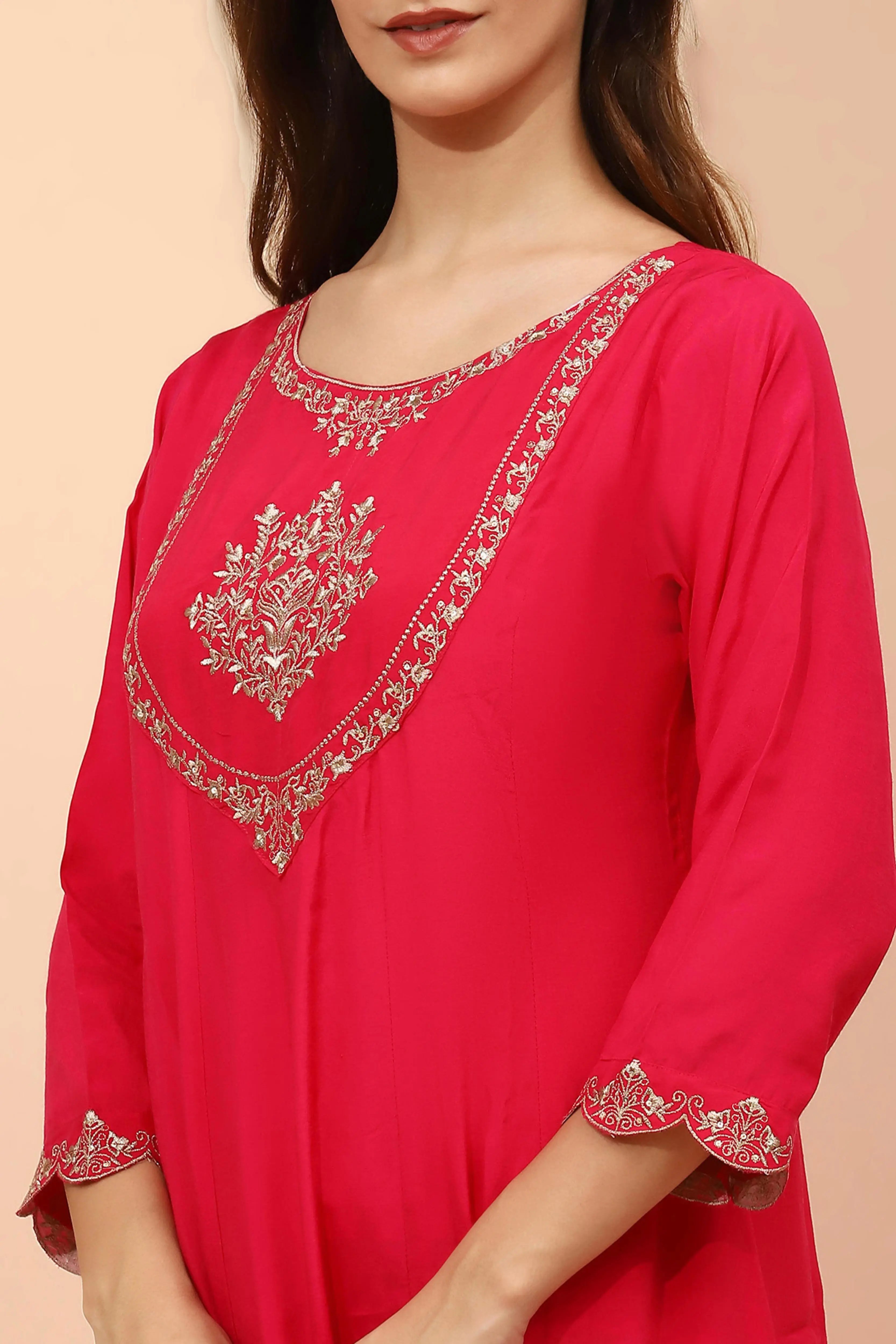 Pink Muslin Embroidered Suit Set - Global Republic