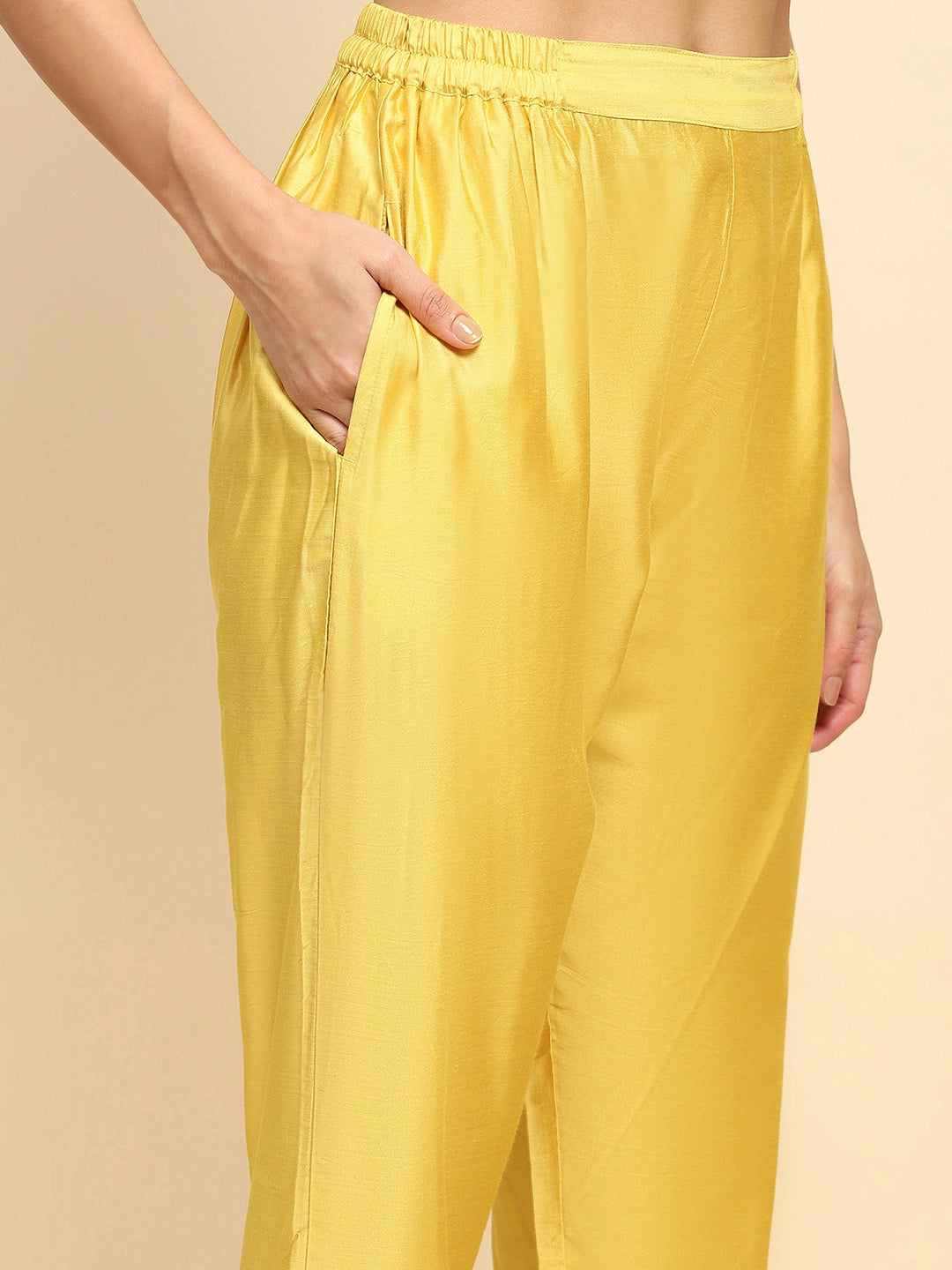 Yellow Muslin Printed & Embroidered Suit Set - Global Republic
