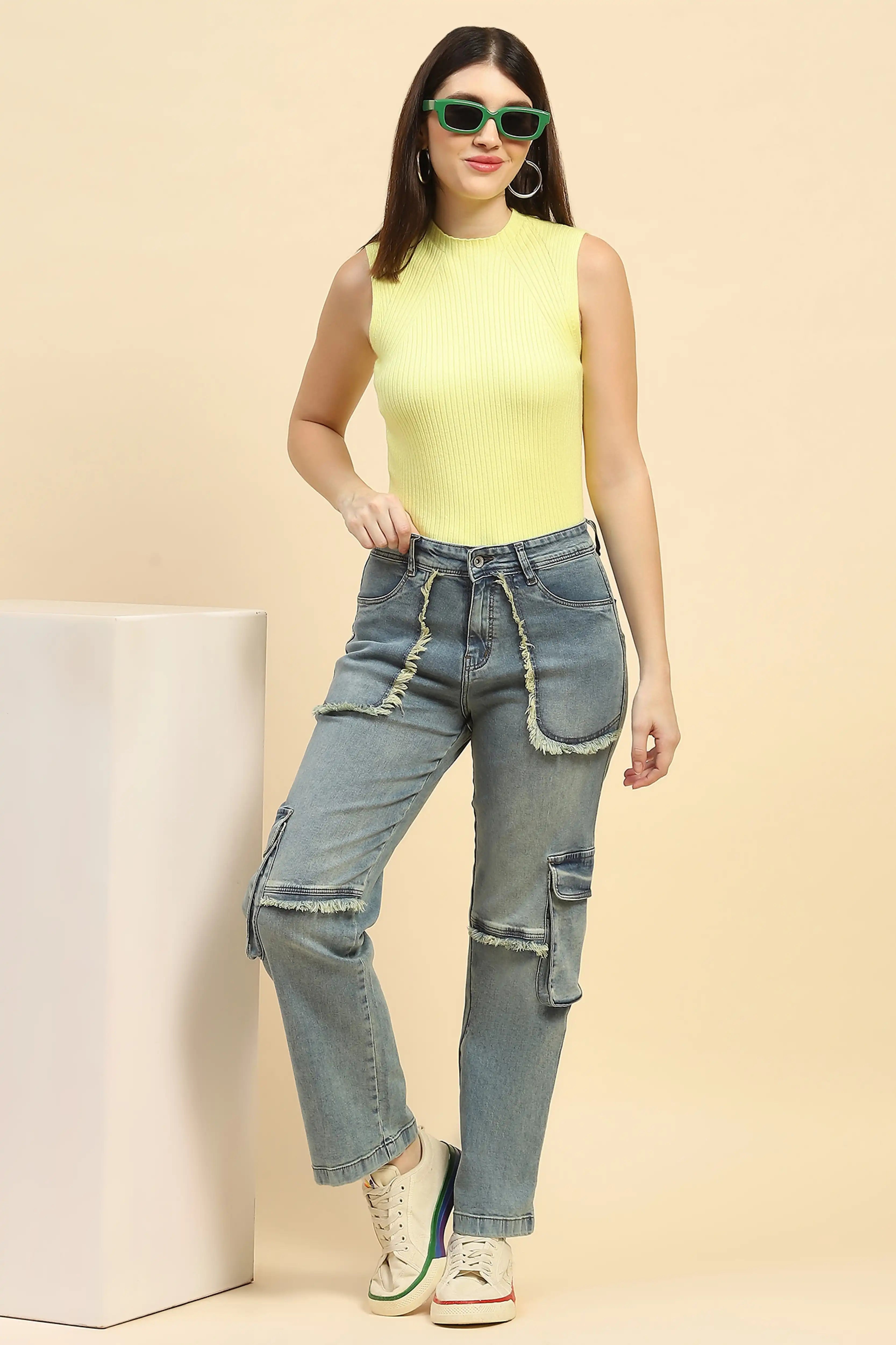 Solid Cotton Blend Cargo