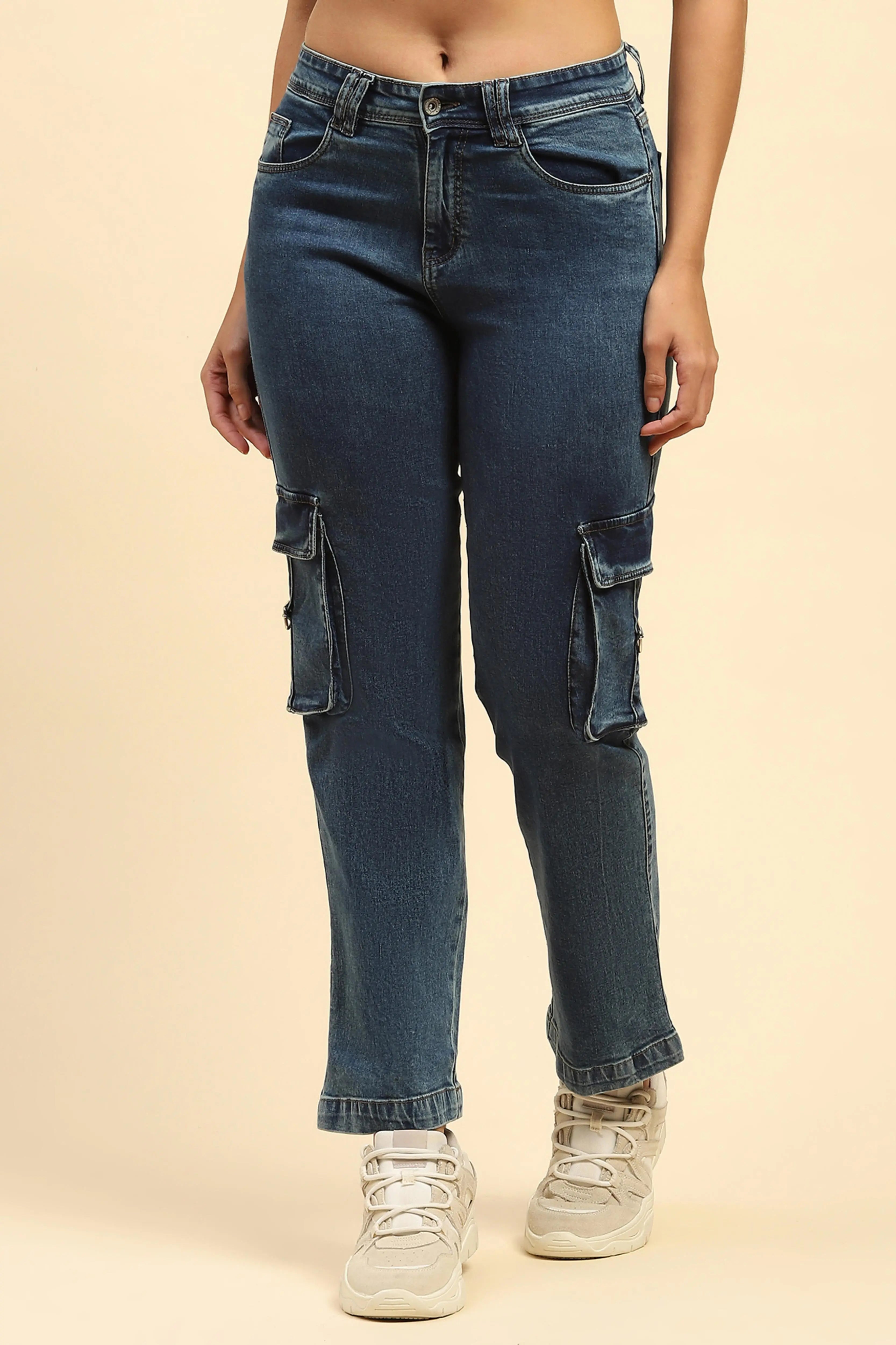 Solid Cotton Blend Straight Fit Cargo - Global Republic