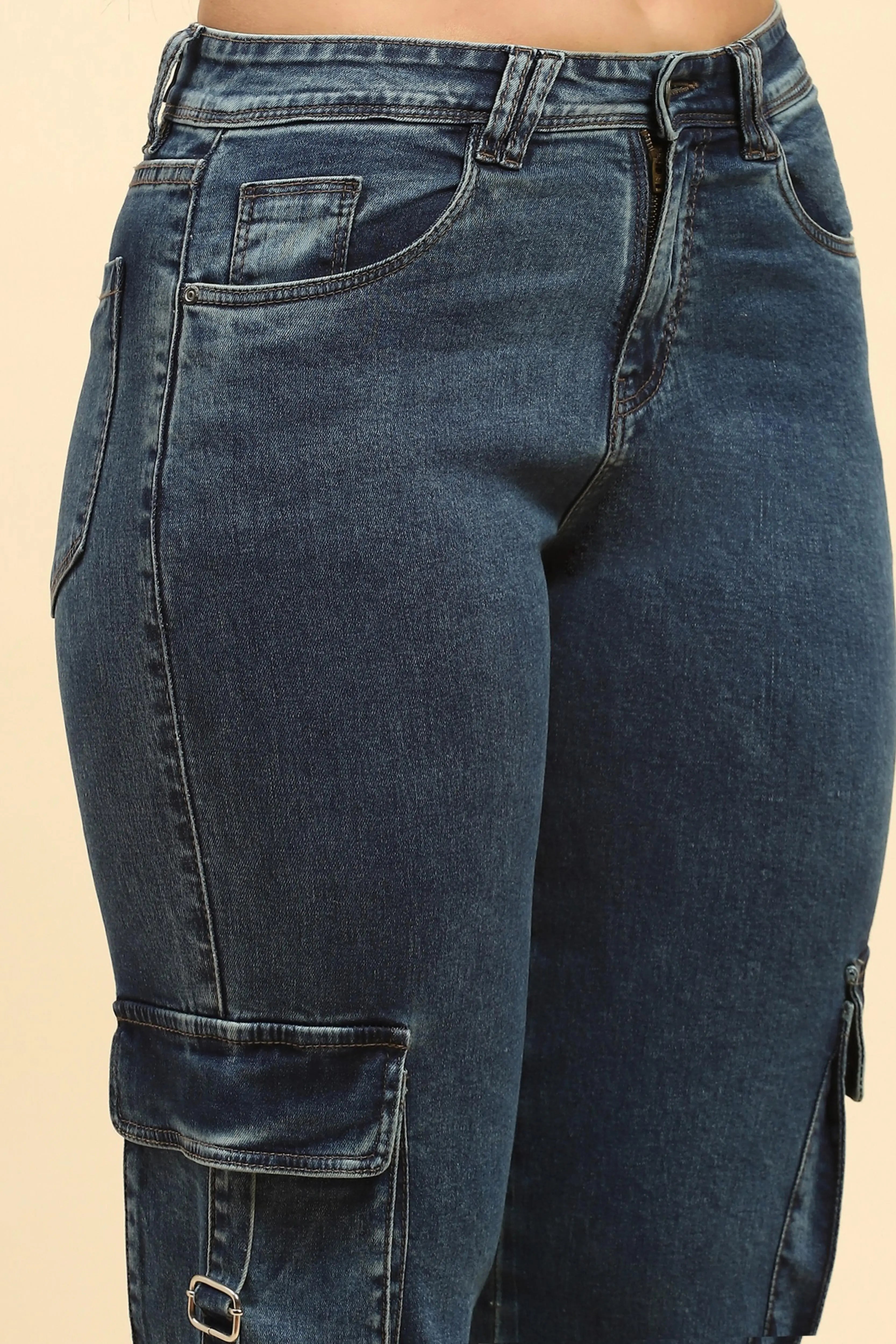 Solid Cotton Blend Straight Fit Cargo - Global Republic