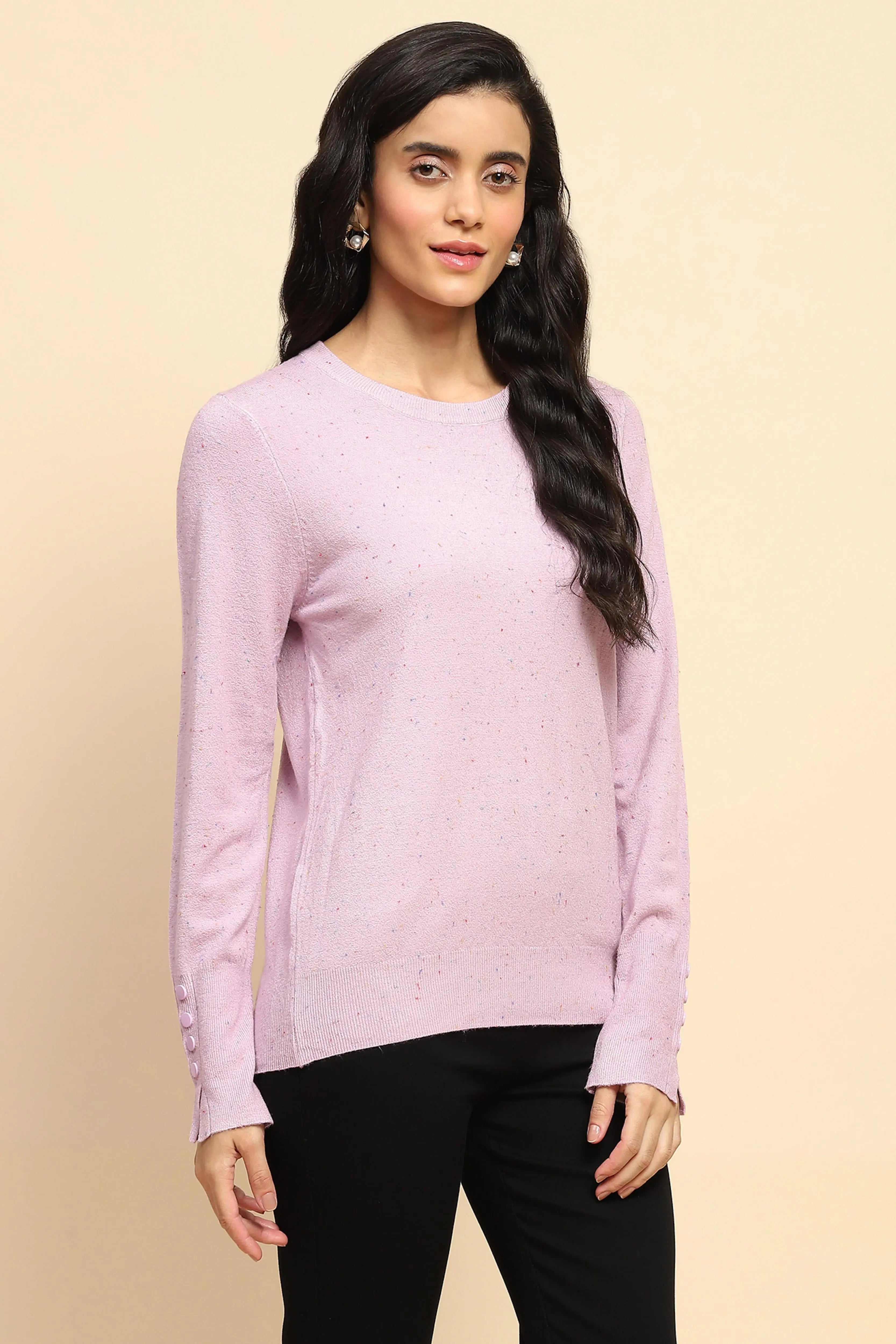 Lilac Viscose Blend Pullover - Global Republic