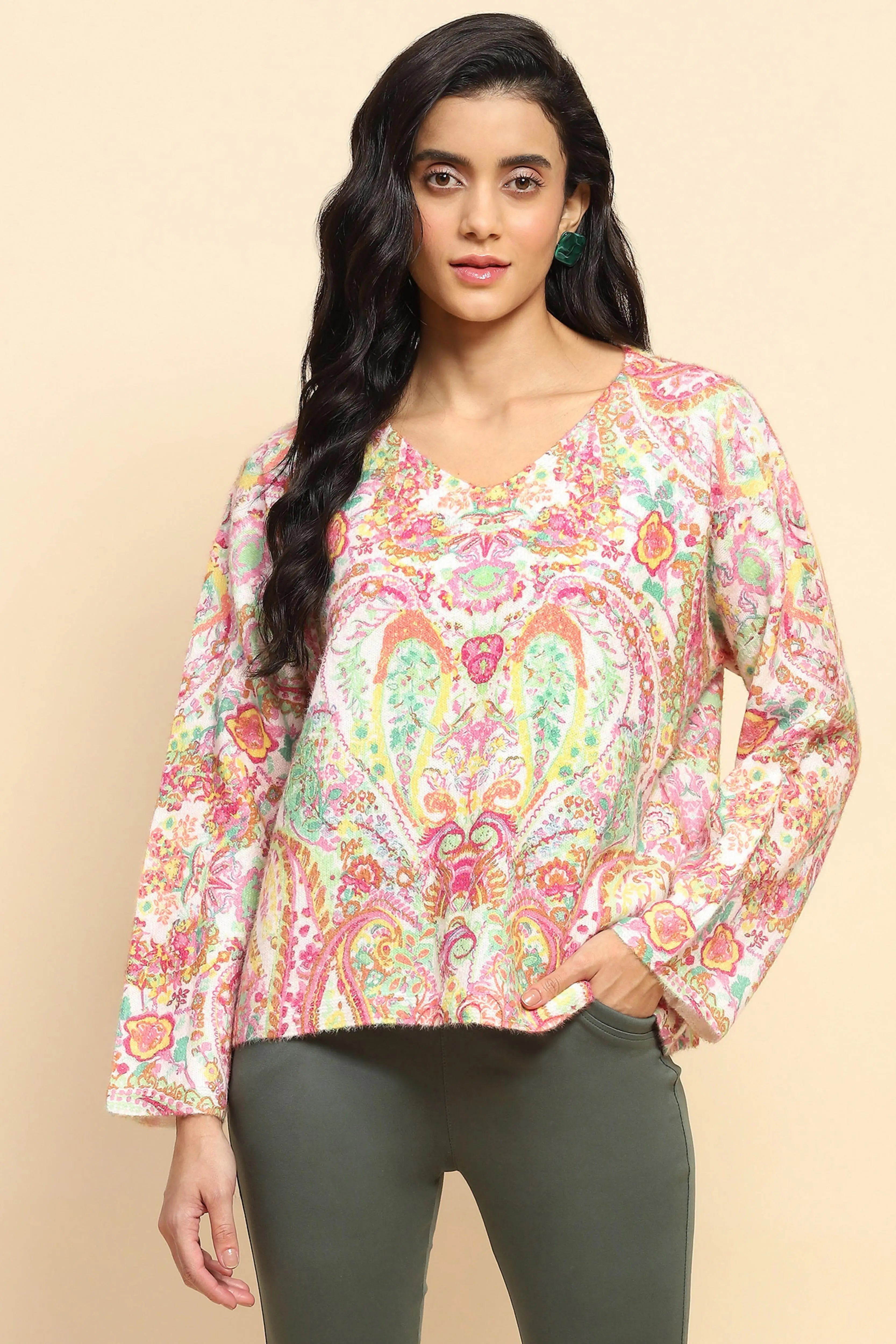 Multicolor Wool Blend Oversized Pullover - Global Republic