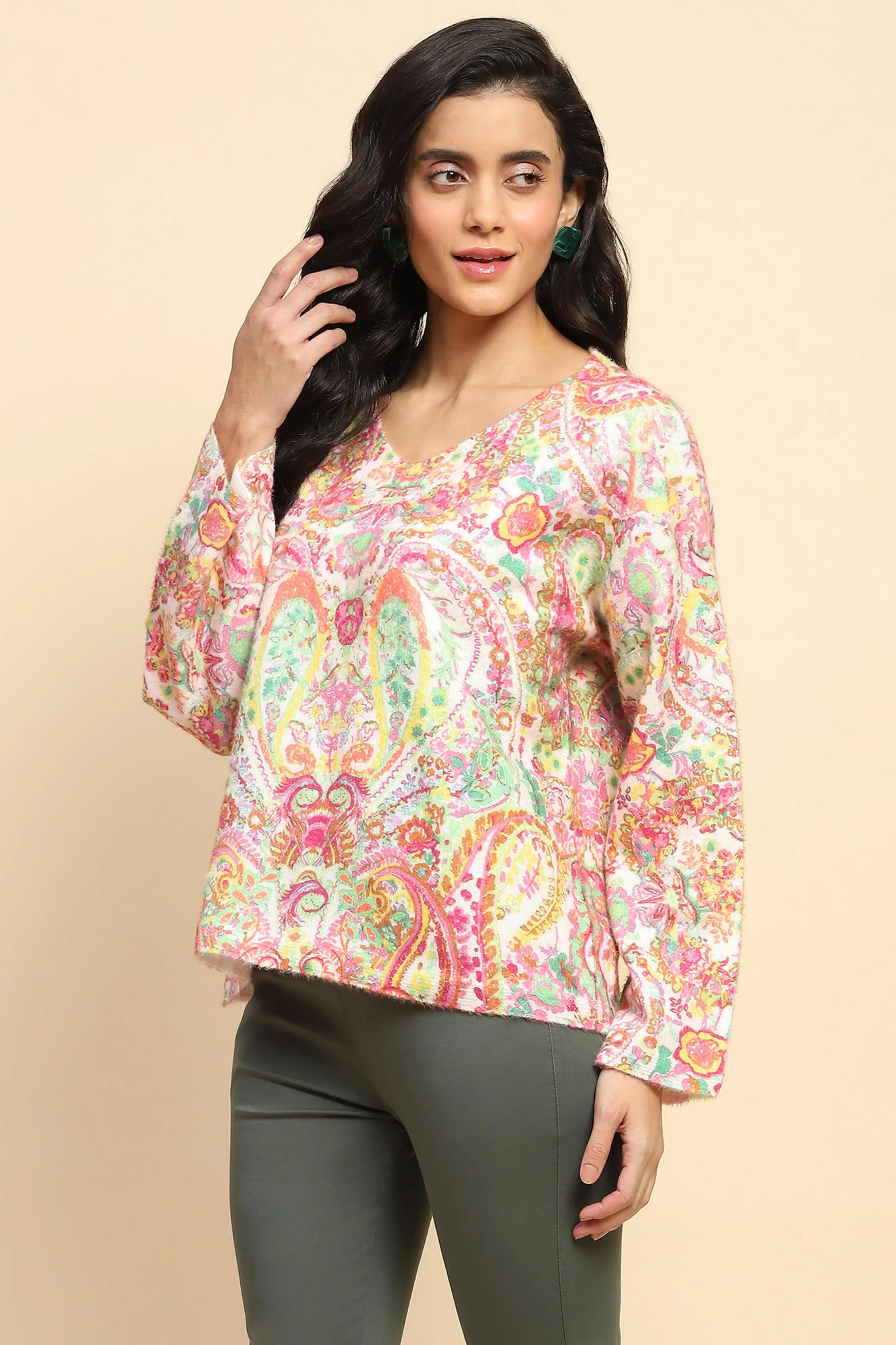 Multicolor Wool Blend Oversized Pullover - Global Republic