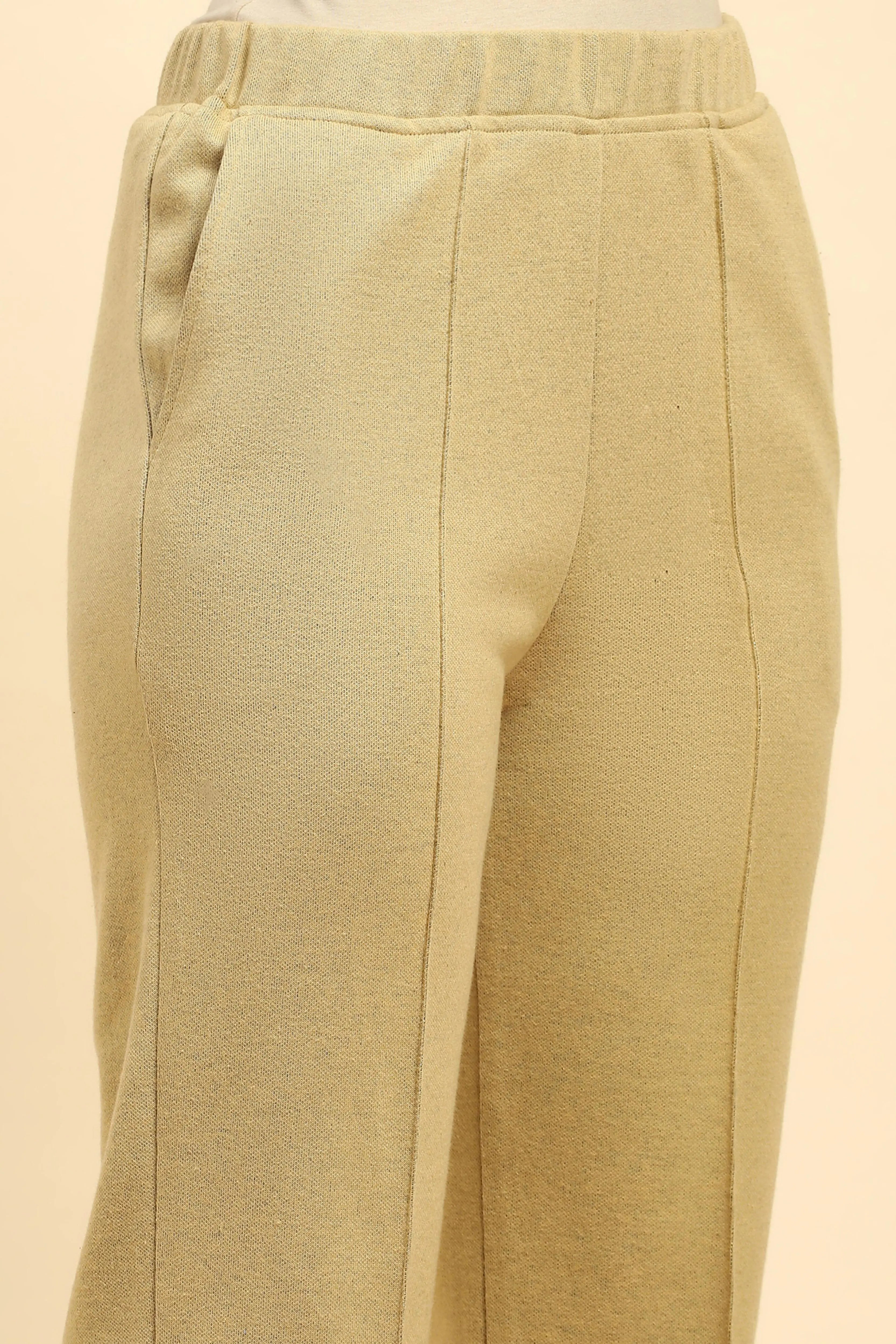 Blue and Beige Woolen Kurta Bottom Set With Dupatta For Winter - Global Republic