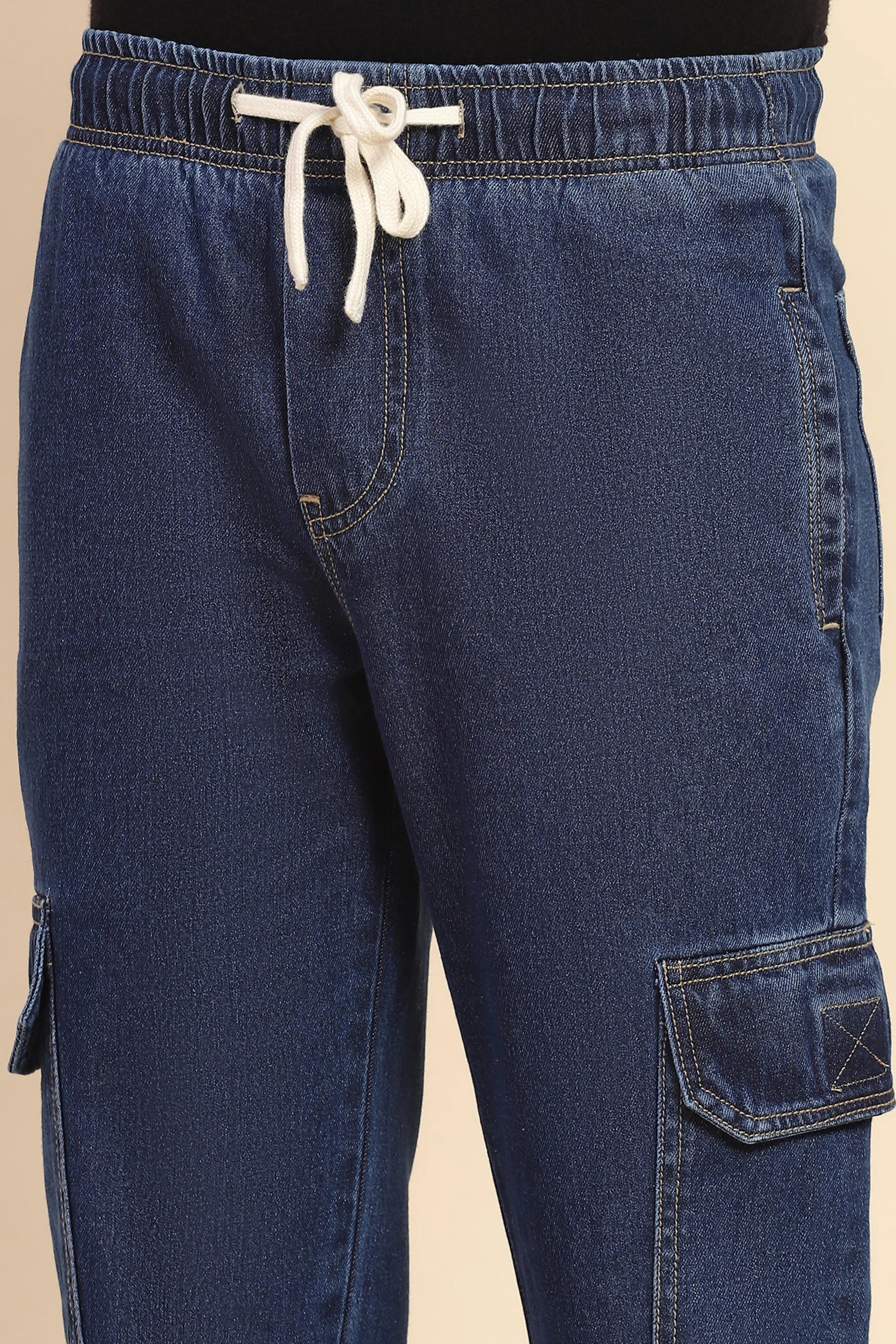 Blue Cotton Blend Solid Lower - Global Republic