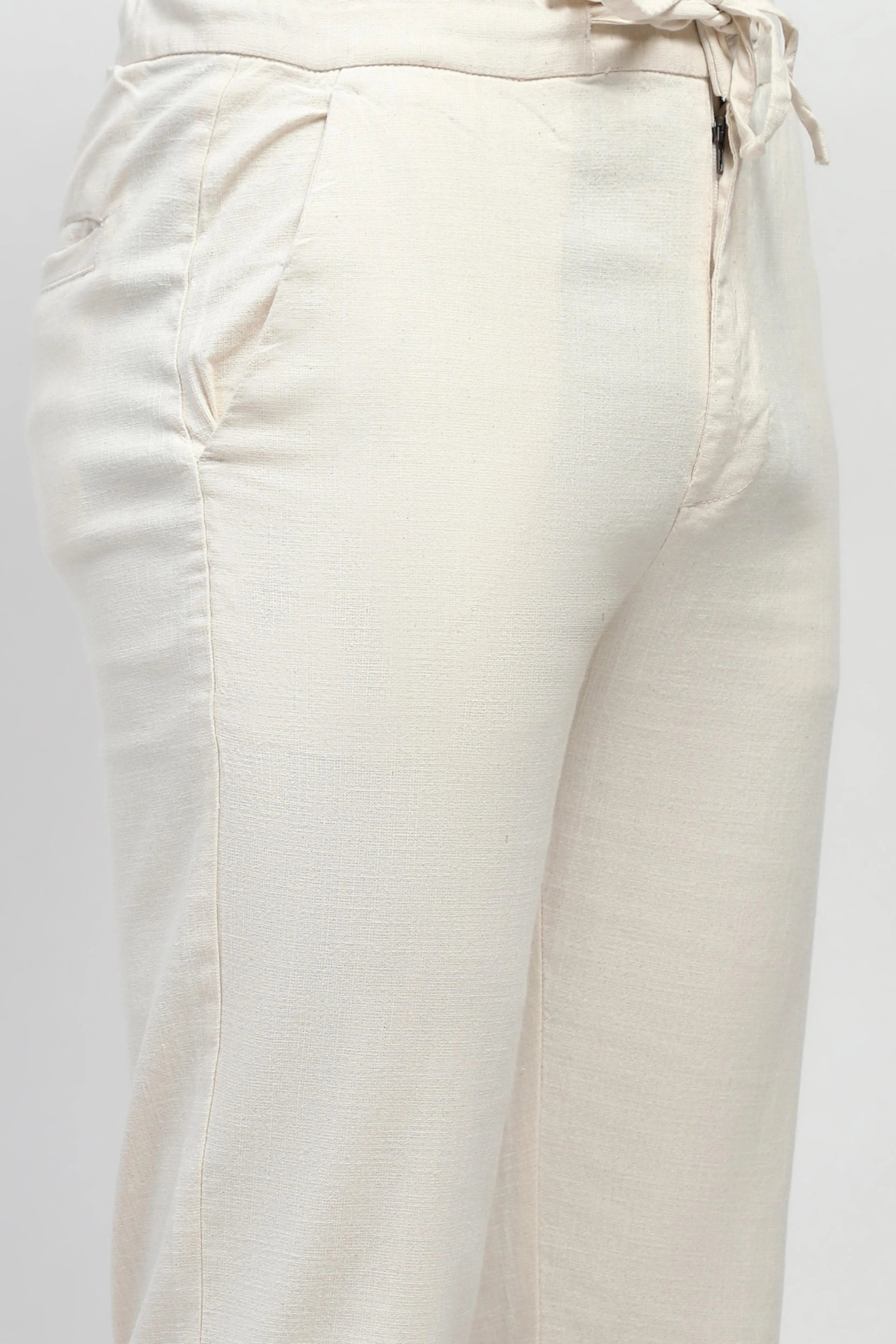 Natural Solid Cotton Trouser - Global Republic