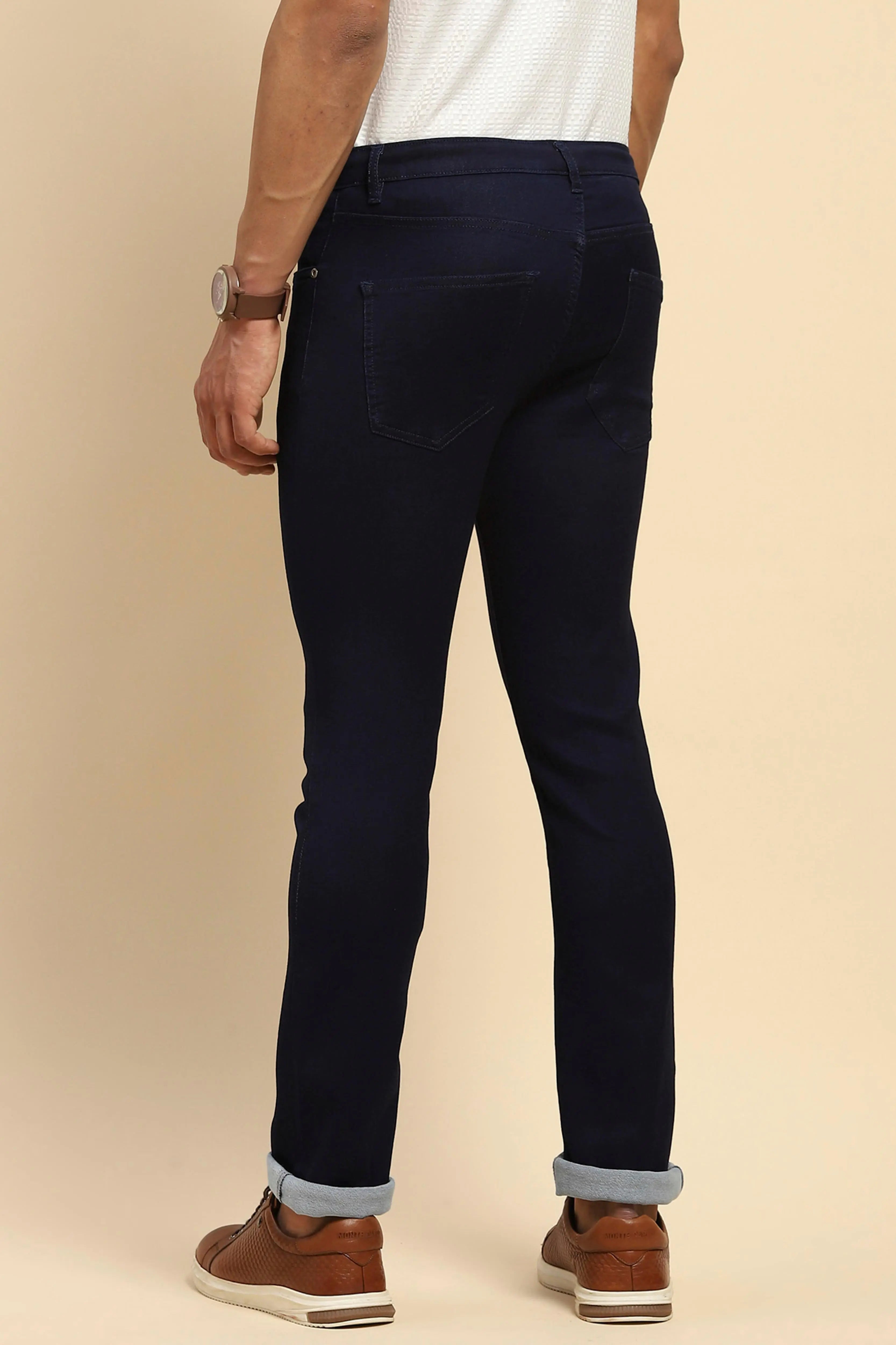 Blue Straight Fit Cotton Blend  Jeans - Global Republic