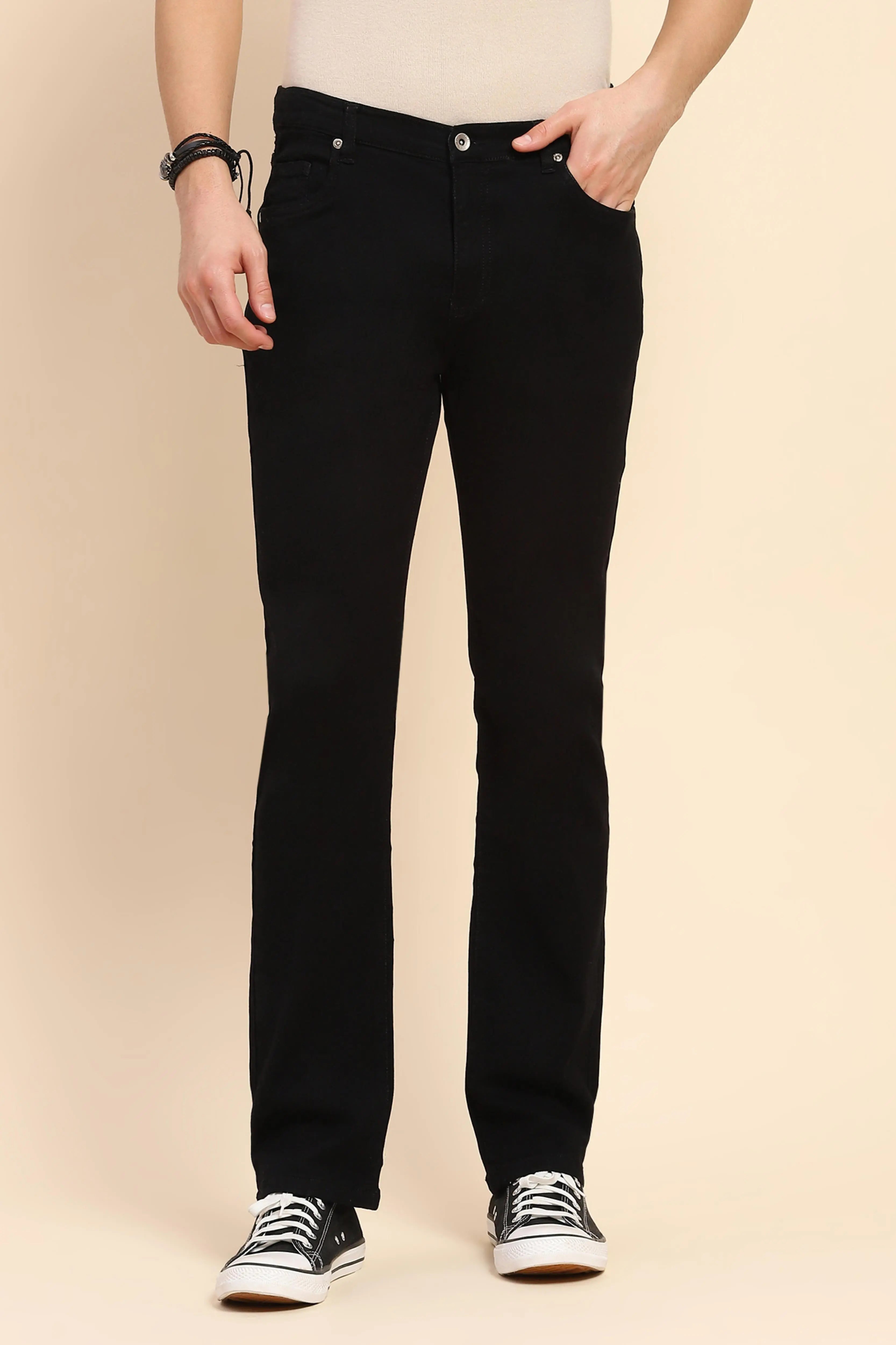 Black Cotton Blend Jeans - Global Republic