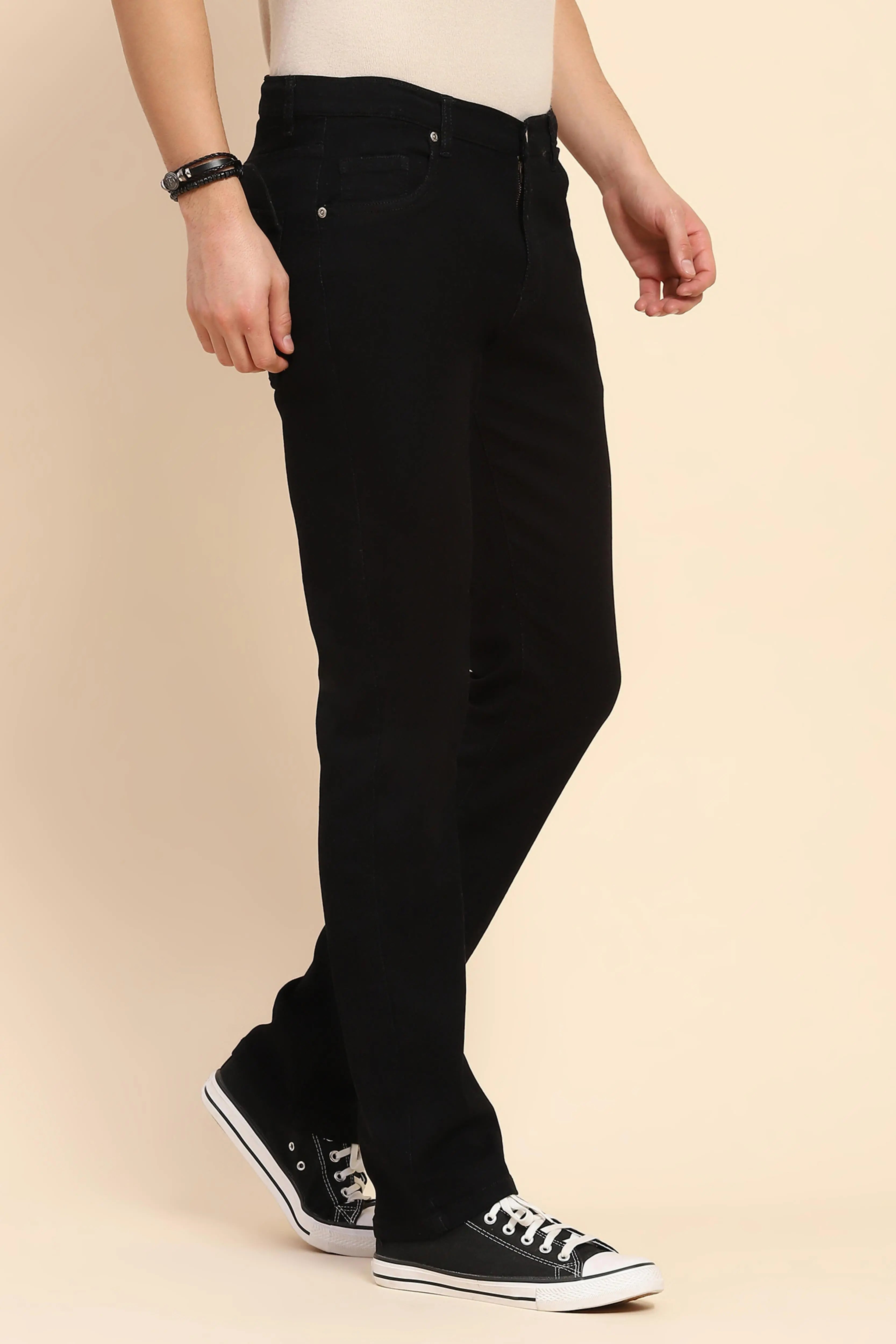 Black Cotton Blend Jeans - Global Republic