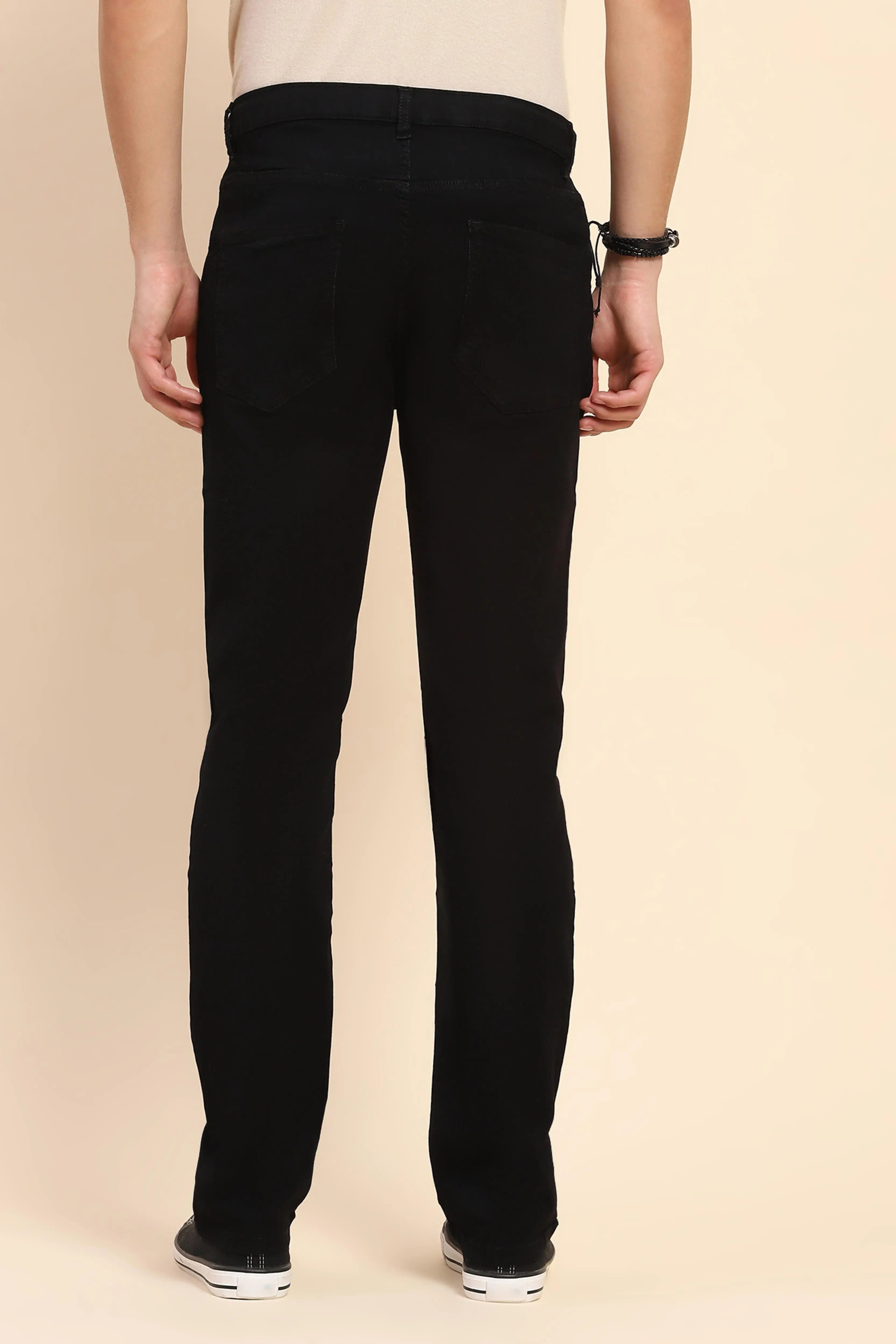 Black Cotton Blend Jeans - Global Republic