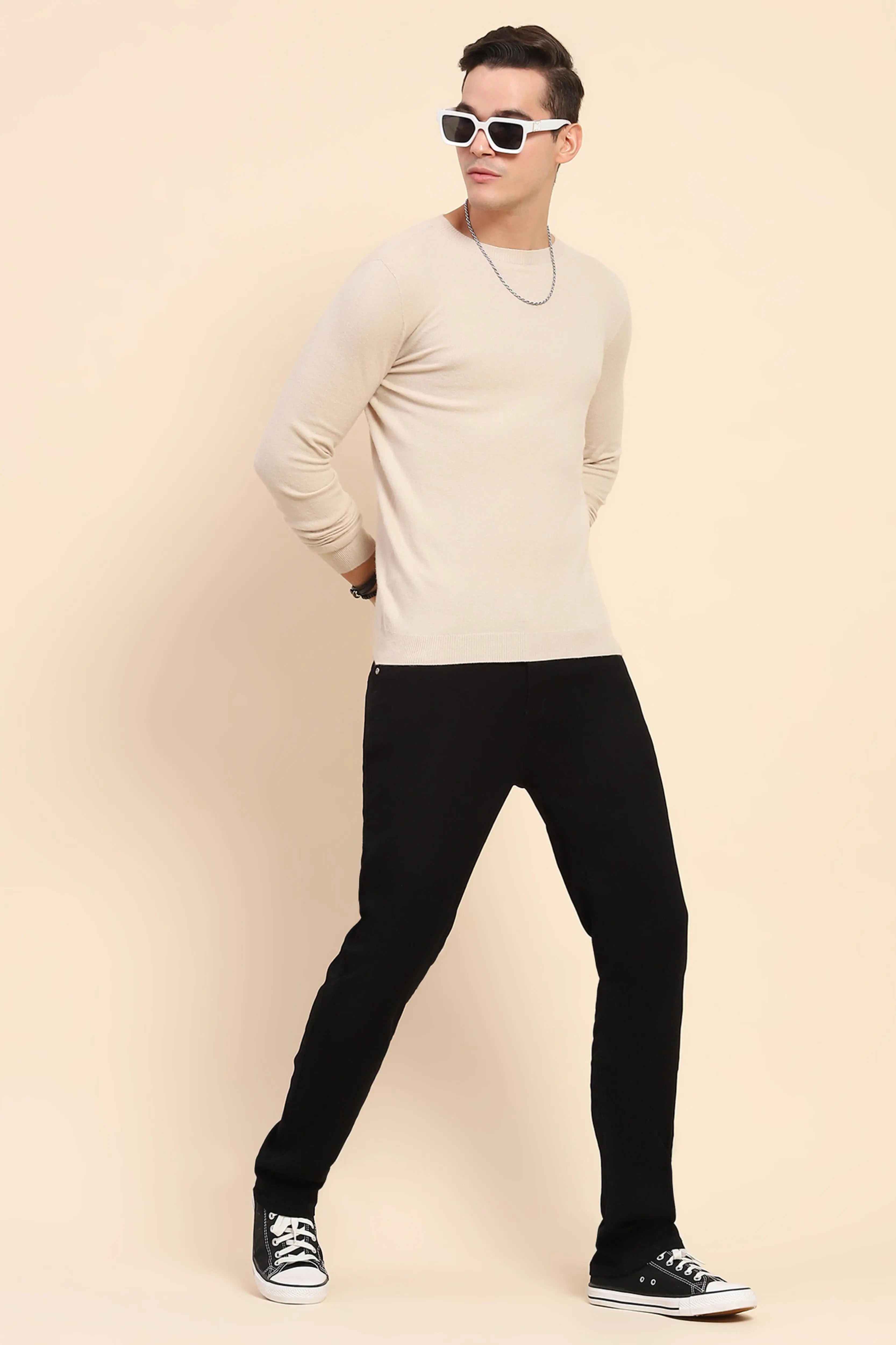 Black Cotton Blend Jeans - Global Republic