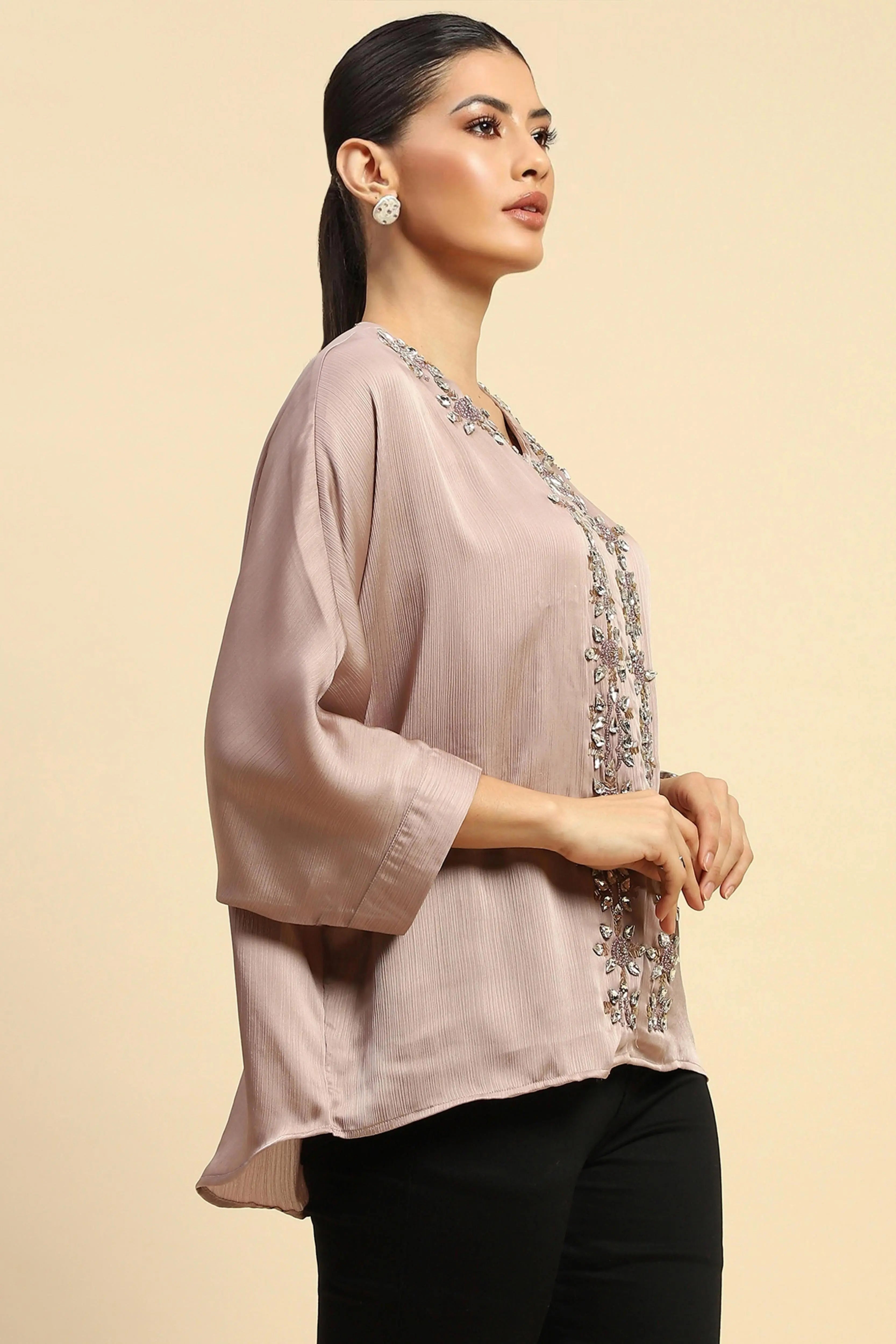 Onion Chiffon Oversized Embellished Top - Global Republic