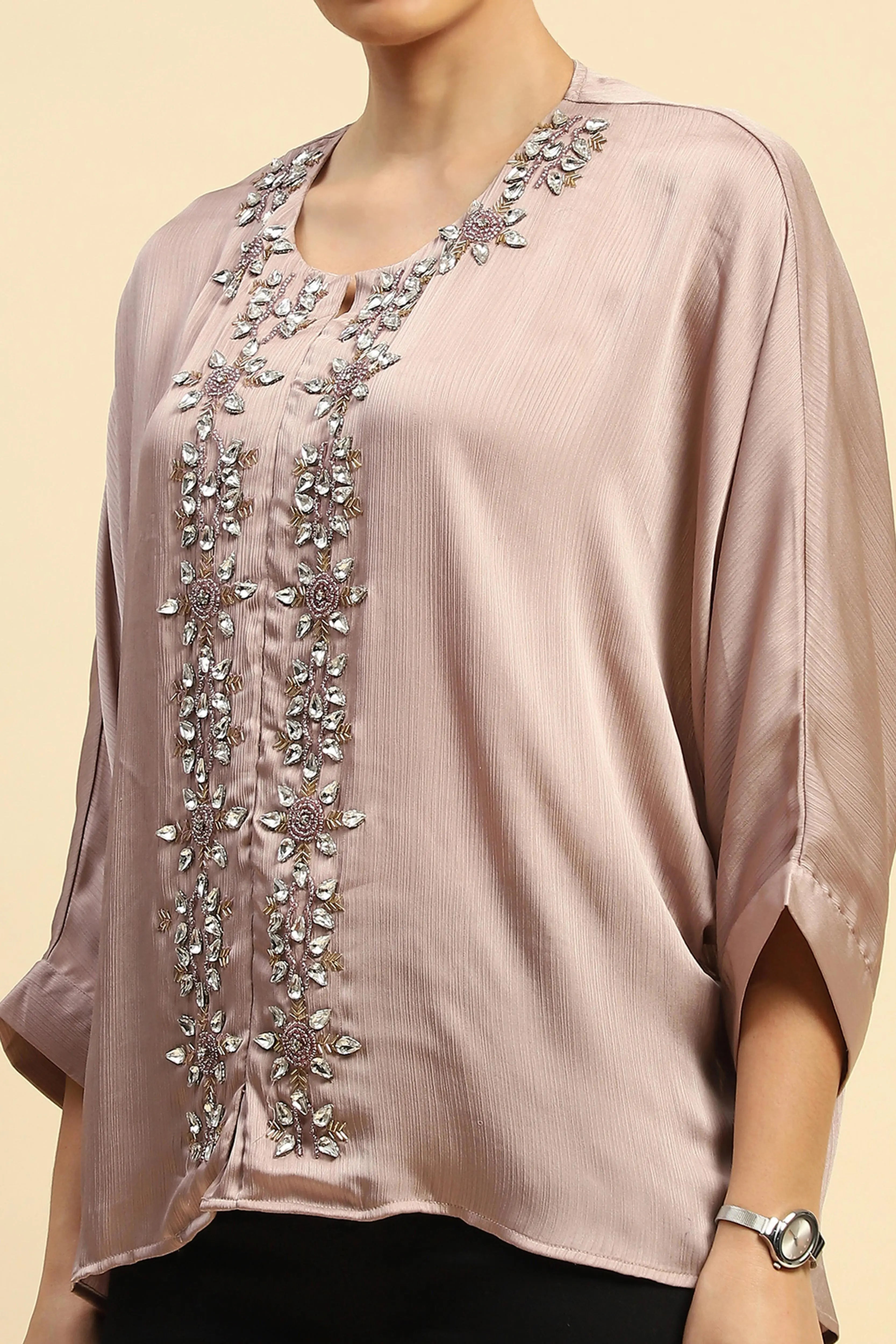 Onion Chiffon Oversized Embellished Top - Global Republic