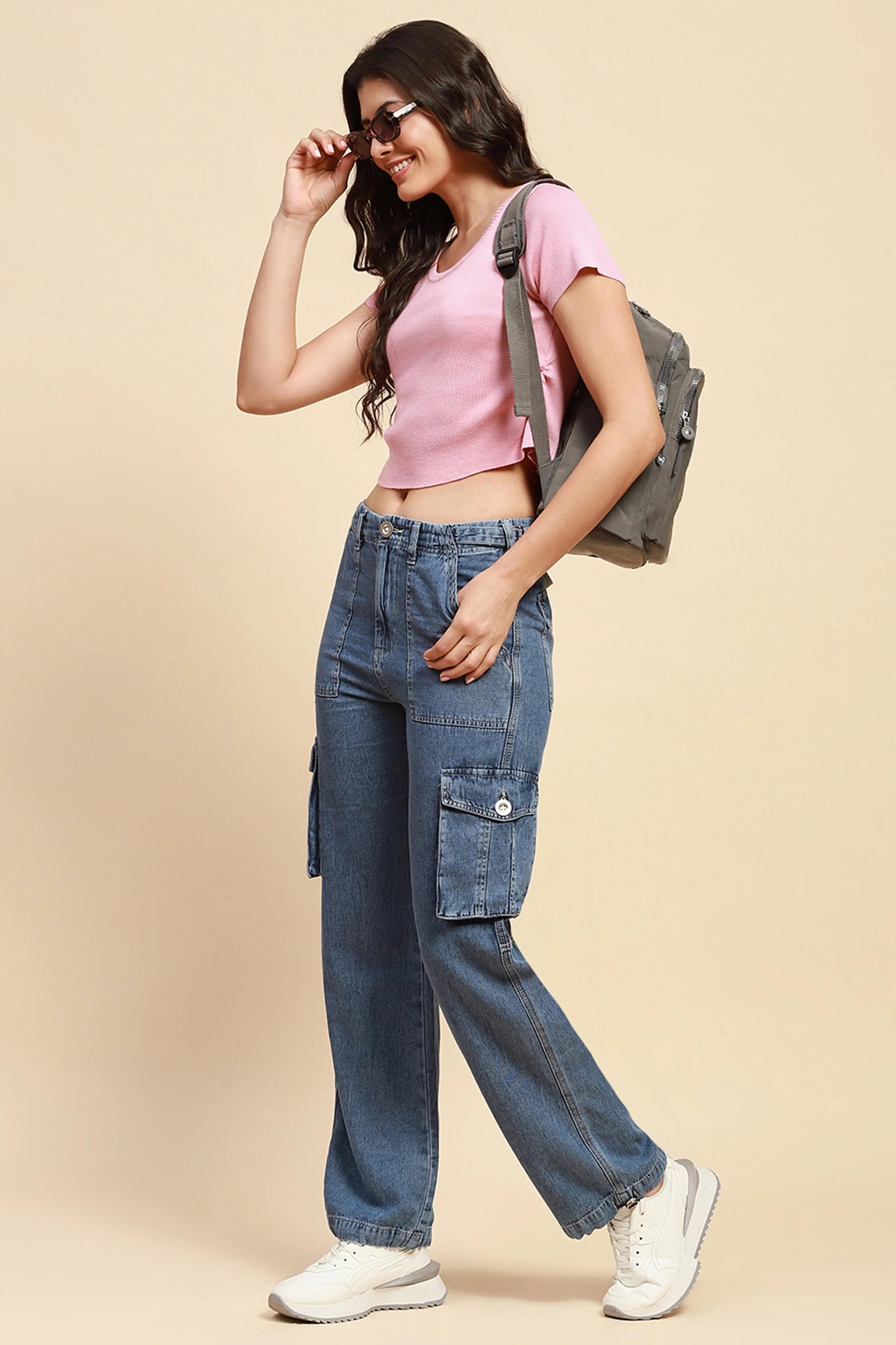 Pink Viscose Blend Crop Top - Global Republic