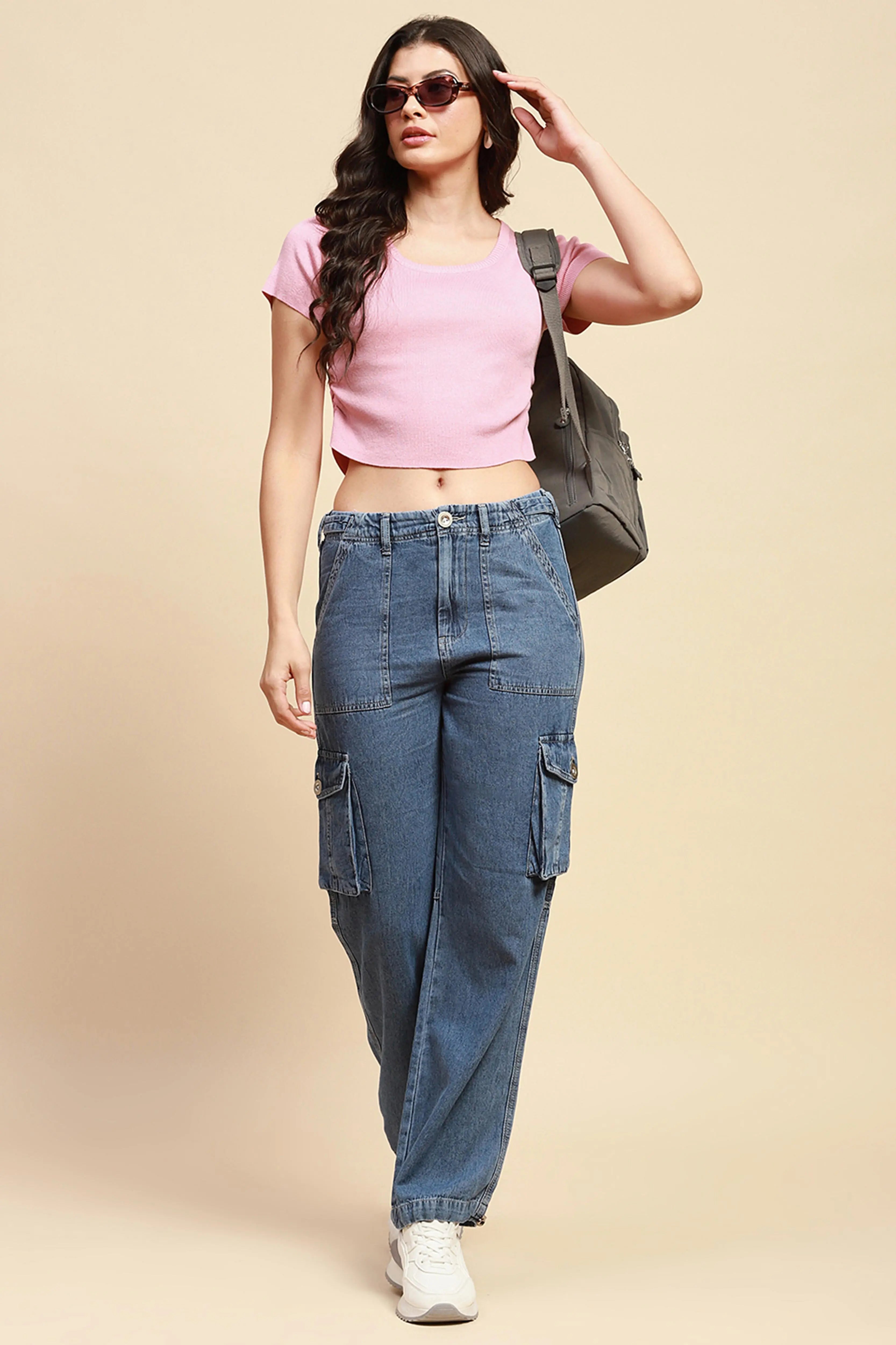 Pink Viscose Blend Crop Top - Global Republic